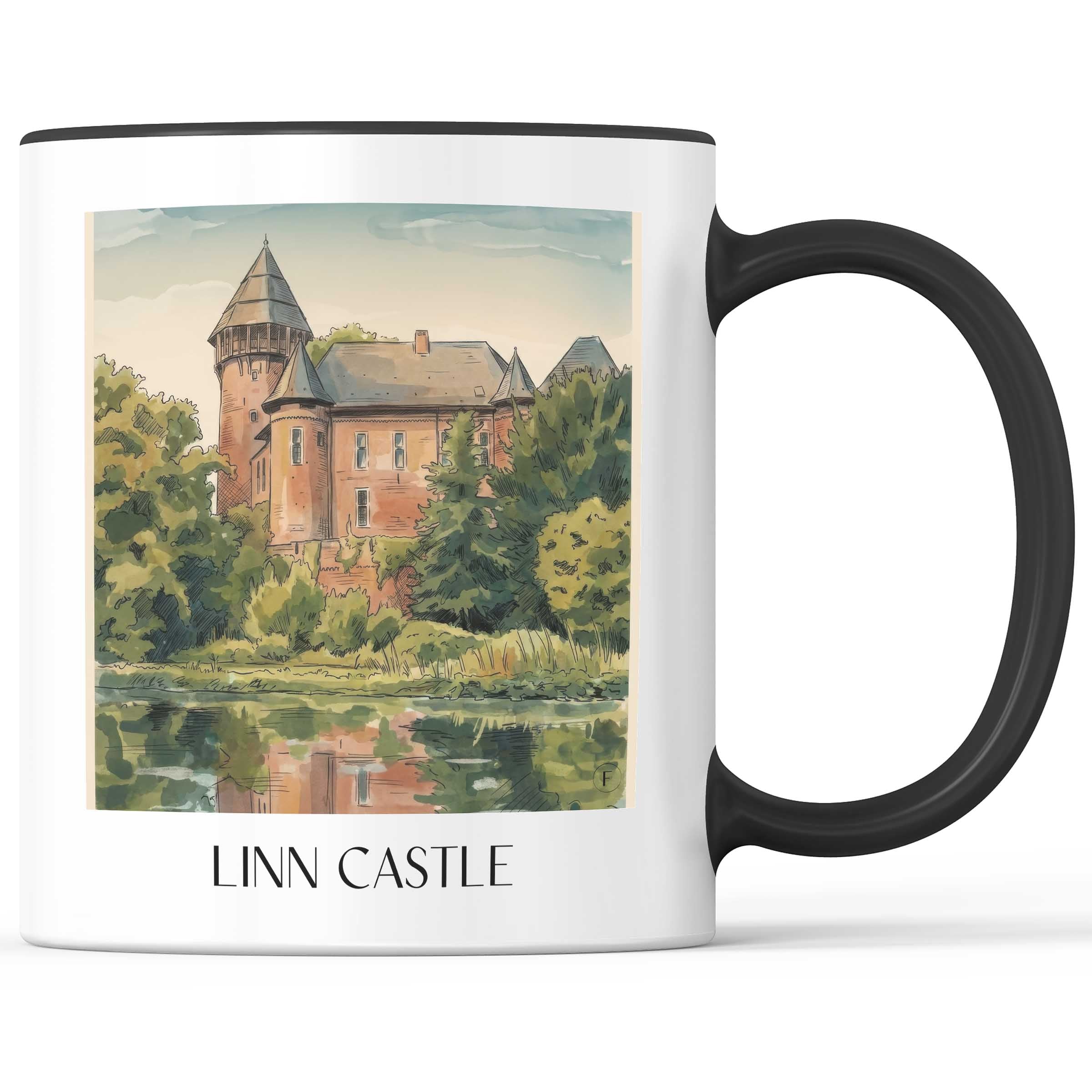 Burg Linn Kaffeebecher - Krefeld - Deutschland Becher - Kaffeetasse im Aquarell Stil - favplace