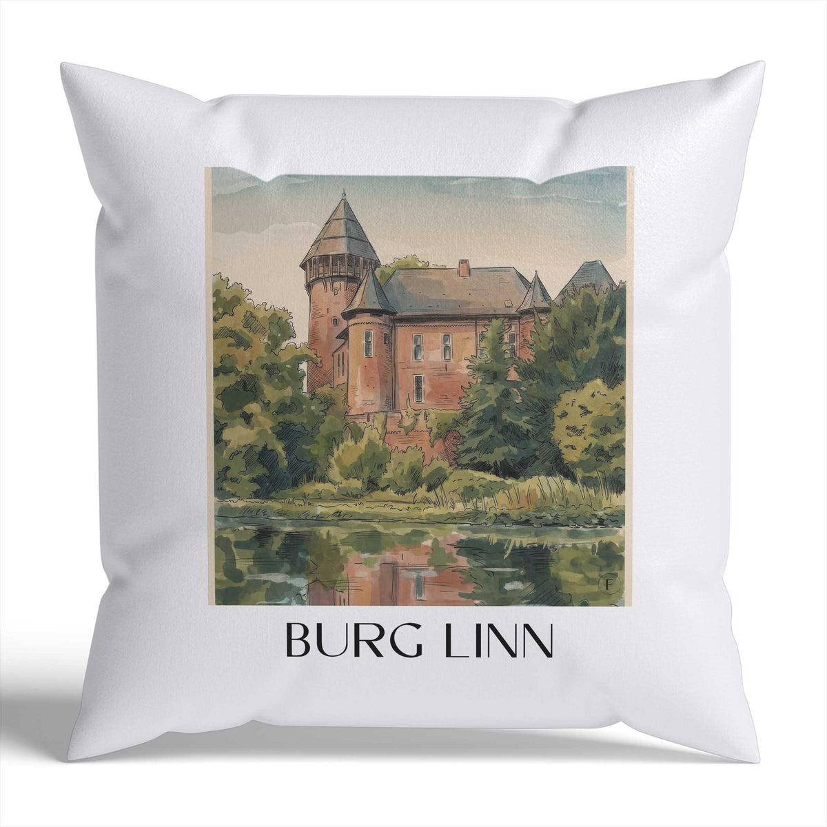 burg-linn-krefeld-deutschland-kissenbezug-aquarell