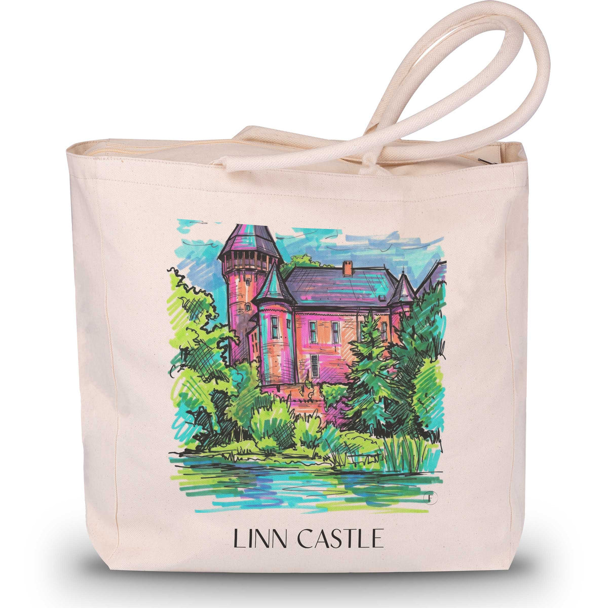 Burg Linn Shopping Tasche - Krefeld - Deutschland Tote Bag - Einkaufstasche im Tag Graffiti Stil - favplace
