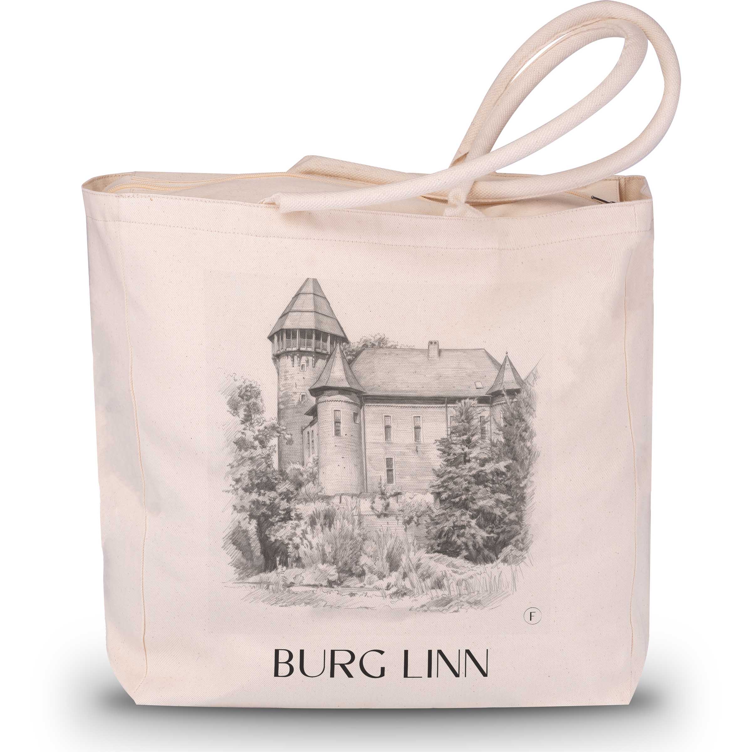 burg-linn-krefeld-deutschland-einkaufstasche-bleistift-zeichnung-drawing