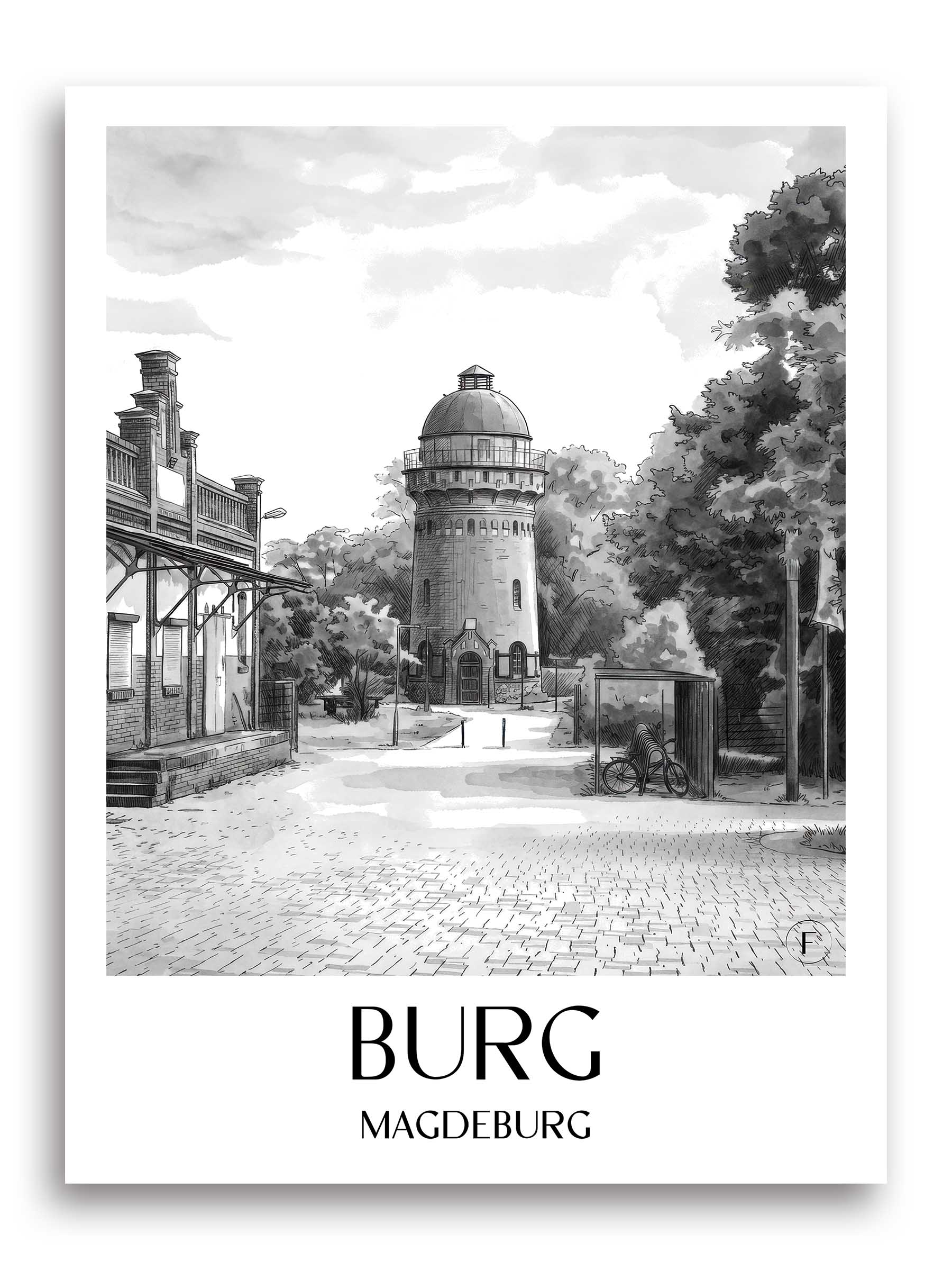 burg-magdeburg-deutschland-poster-aquarell-schwarz-weiss