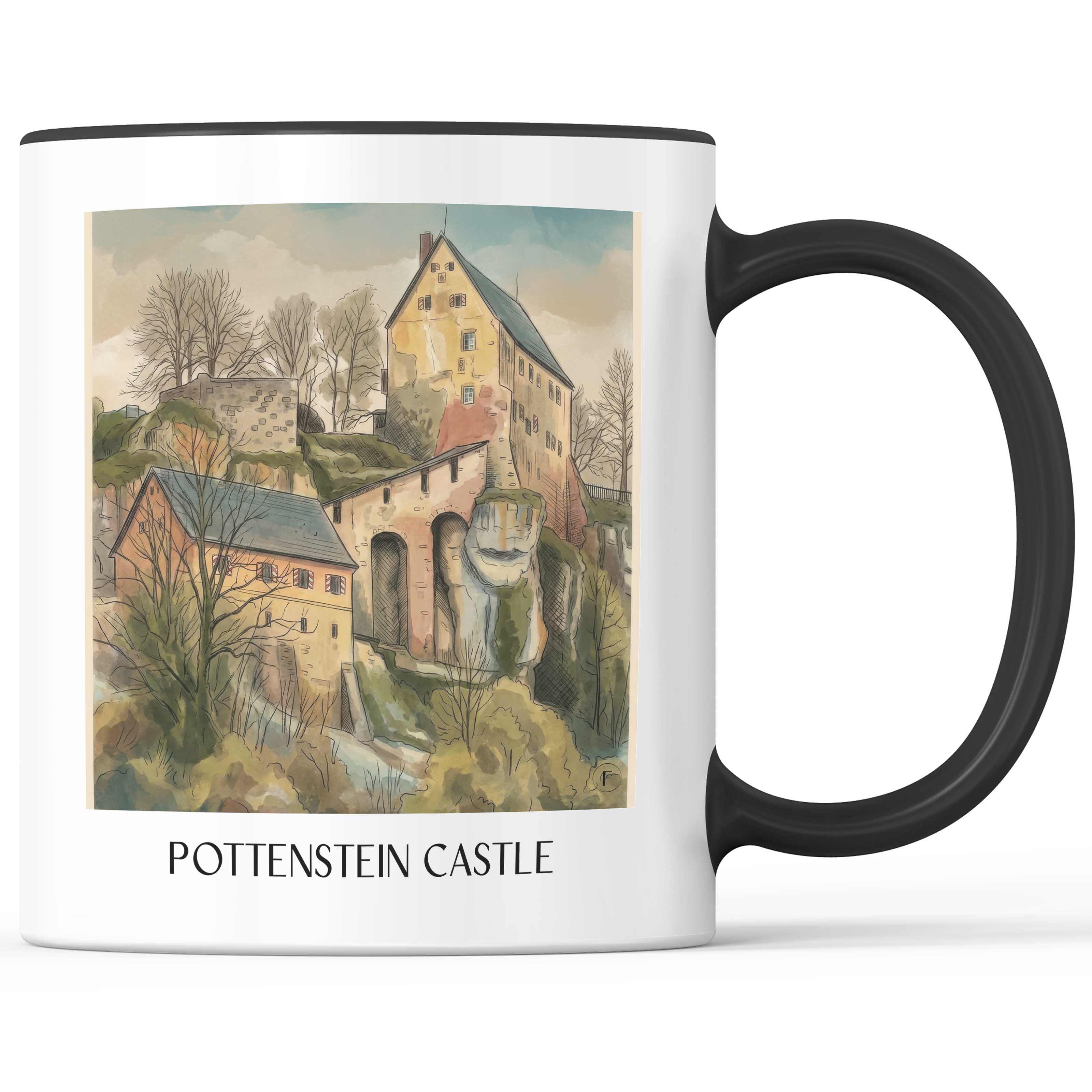 Burg Pottenstein - Deutschland Becher - Kaffeetasse im Aquarell Stil - favplace