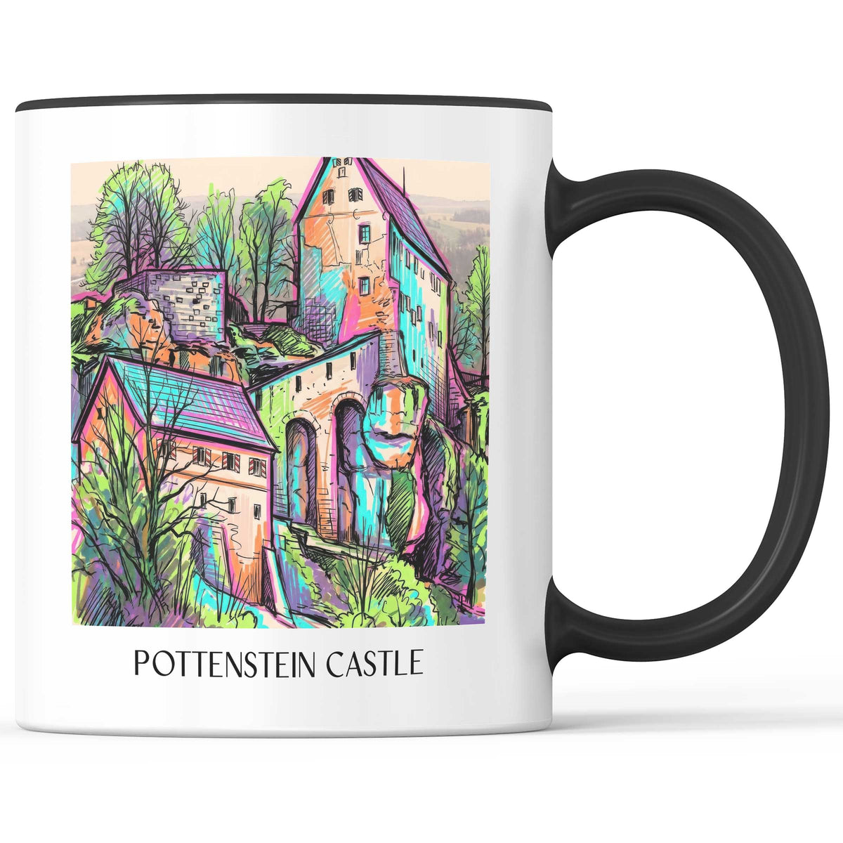 Burg Pottenstein - Deutschland Becher - Kaffeetasse im Tag Graffiti Stil - favplace