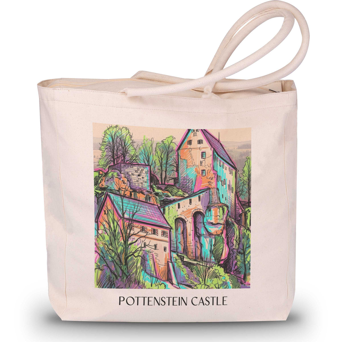 Burg Pottenstein - Deutschland Tote Bag - Einkaufstasche im Tag Graffiti Stil - favplace
