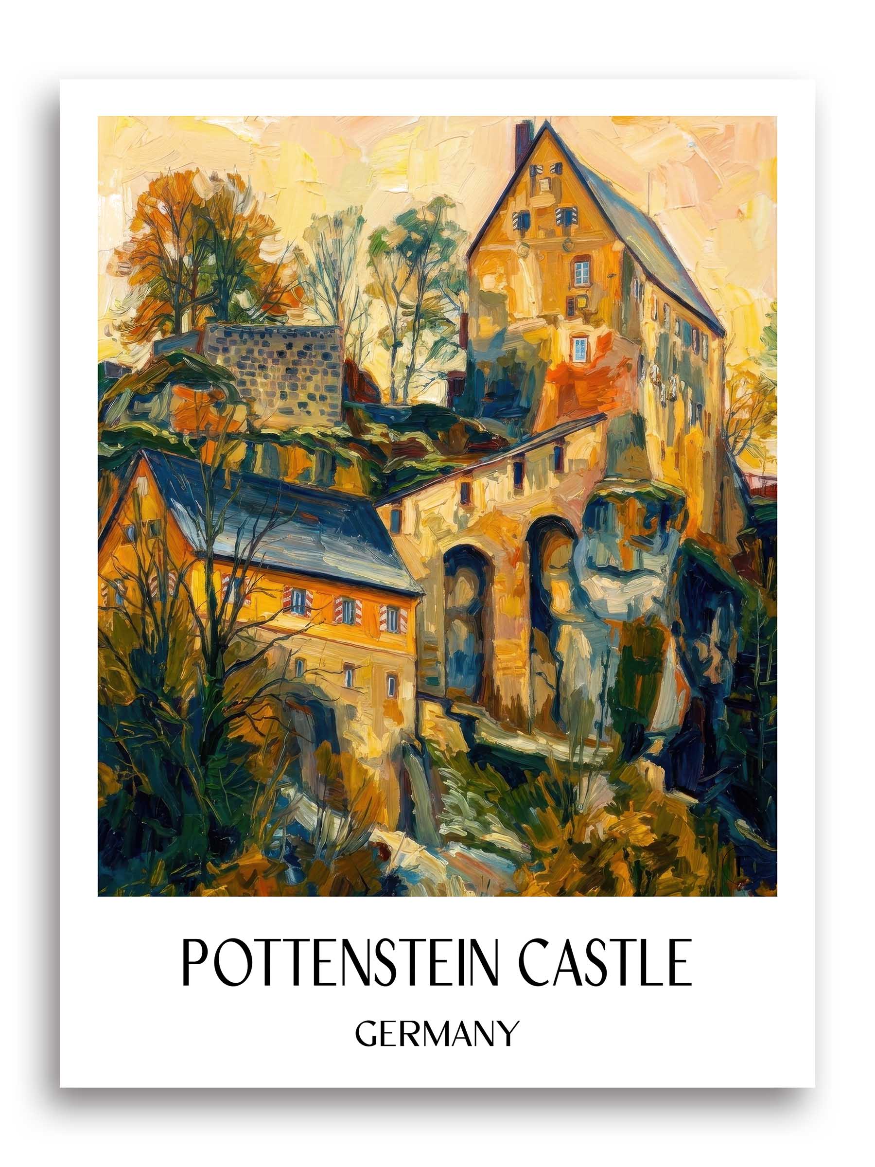 Burg Pottenstein Poster - - Deutschland Kunstdruck - Ölgemälde von A4 bis A1 - favplace