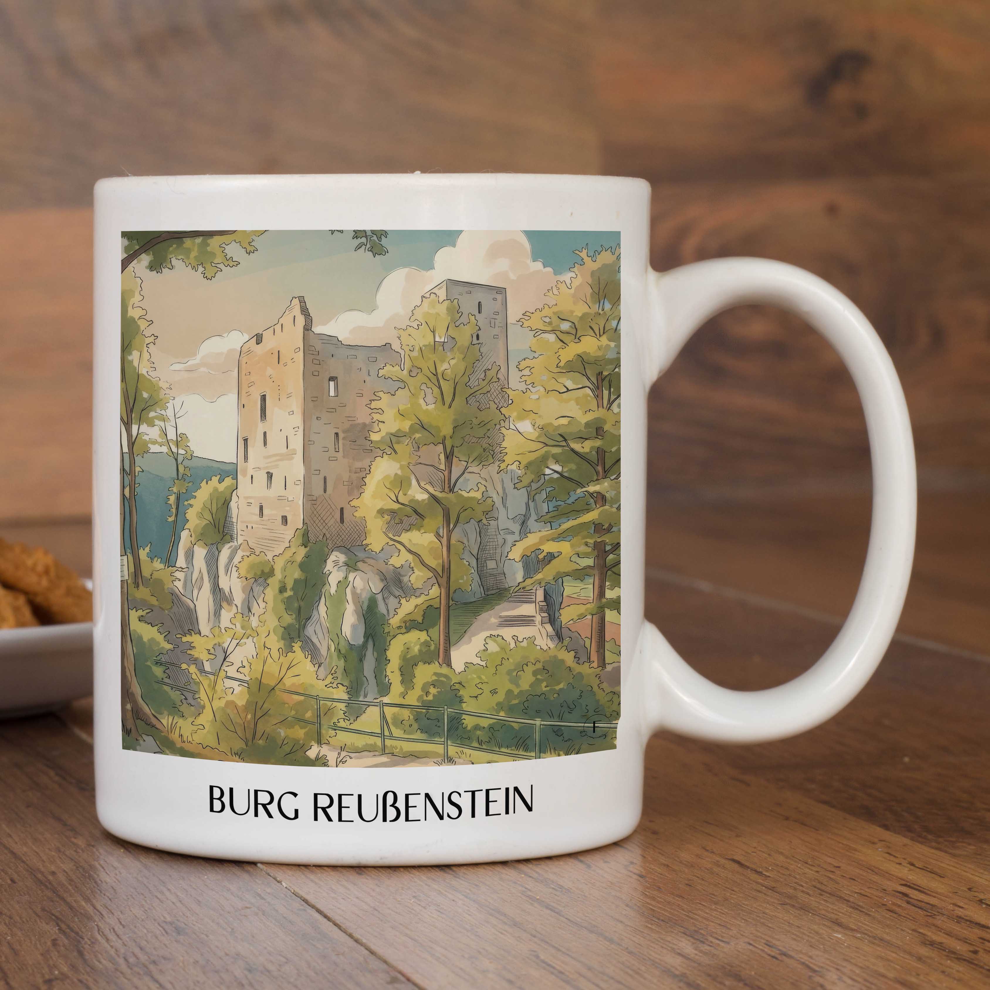 burg-reußenstein-schwäbische-alb-deutschland-kaffeebecher-aquarell