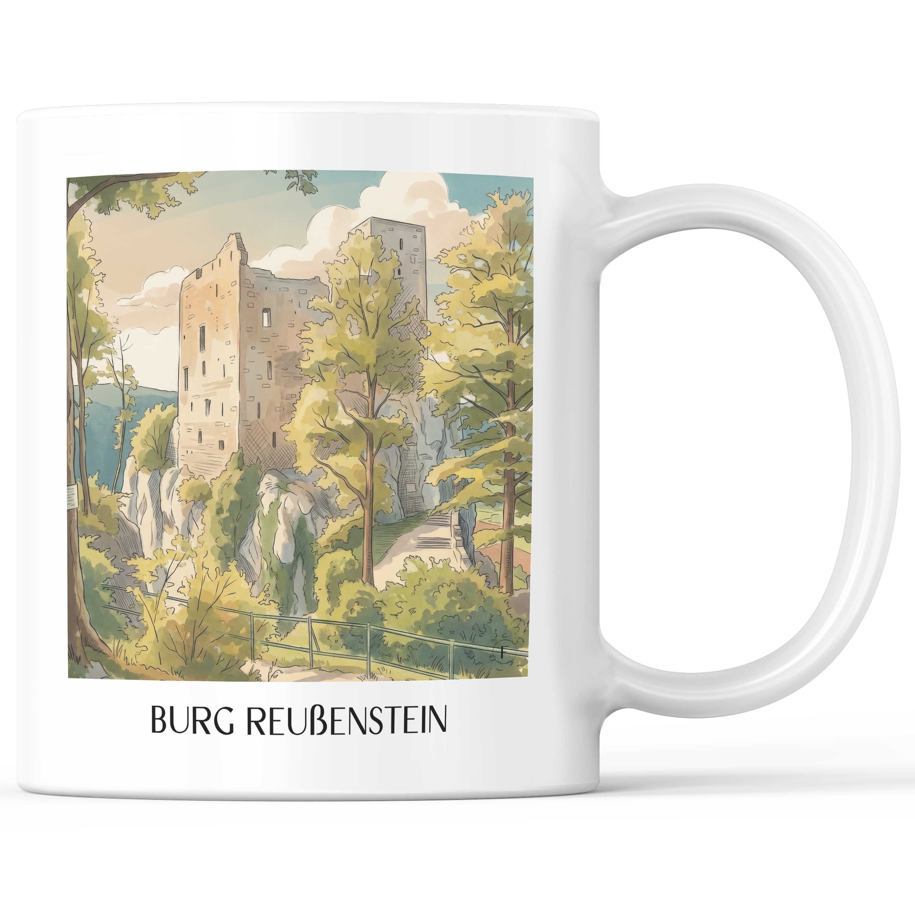 Burg Reußenstein Kaffeebecher - Schwäbische Alb - Deutschland Becher - Kaffeetasse im Aquarell Stil - favplace