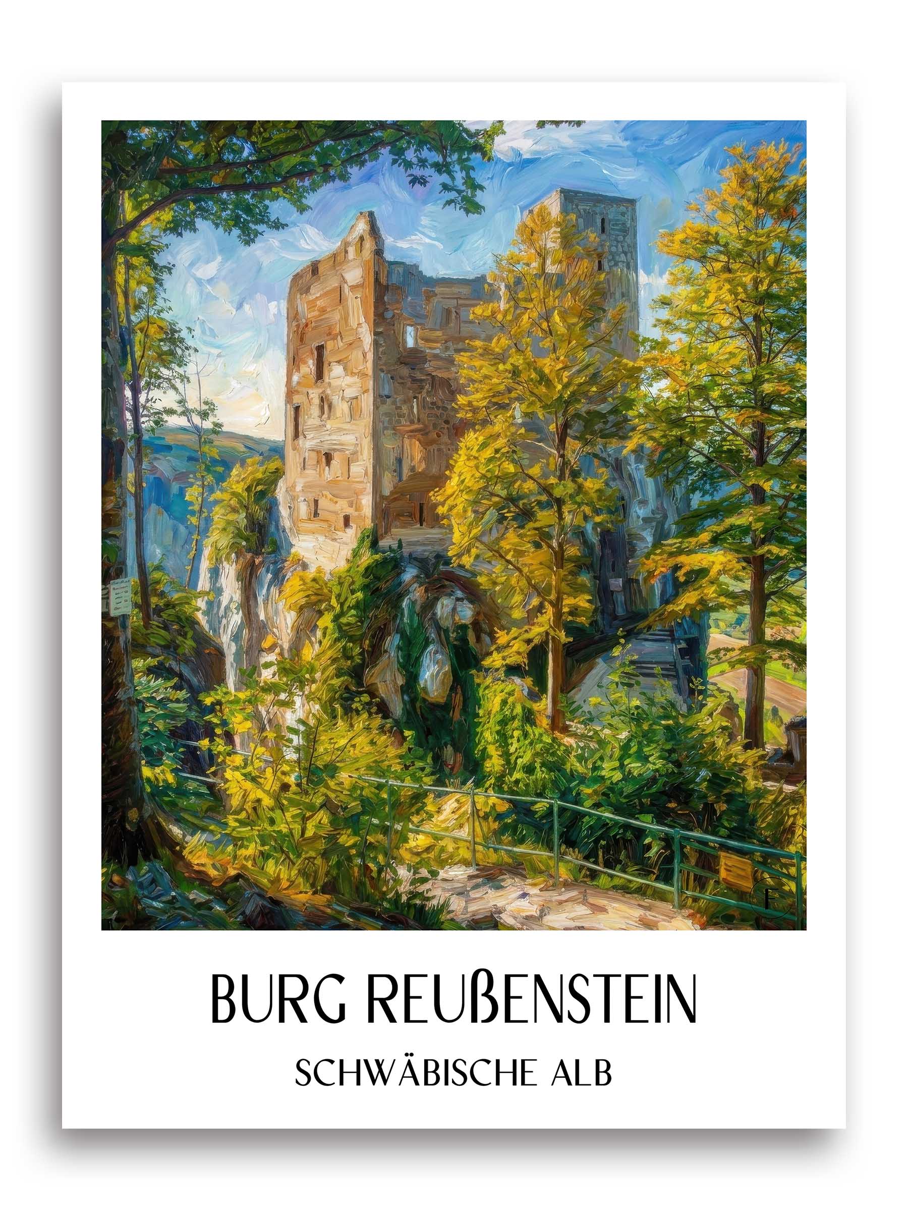 burg-reußenstein-schwäbische-alb-deutschland-poster-oil-painting-oelgemaelde
