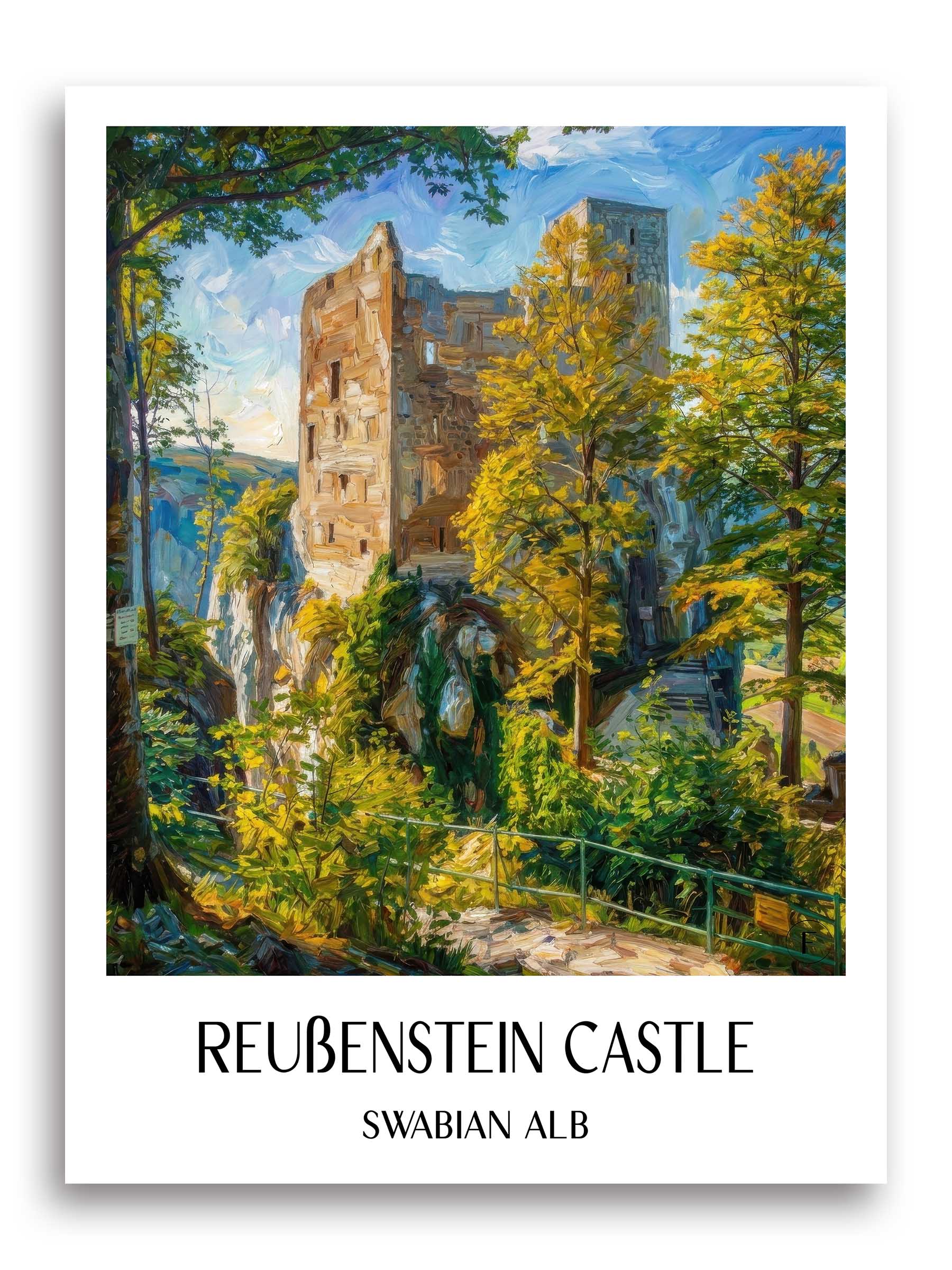 Burg Reußenstein Poster - Schwäbische Alb - Deutschland Kunstdruck - Ölgemälde von A4 bis A1 - favplace