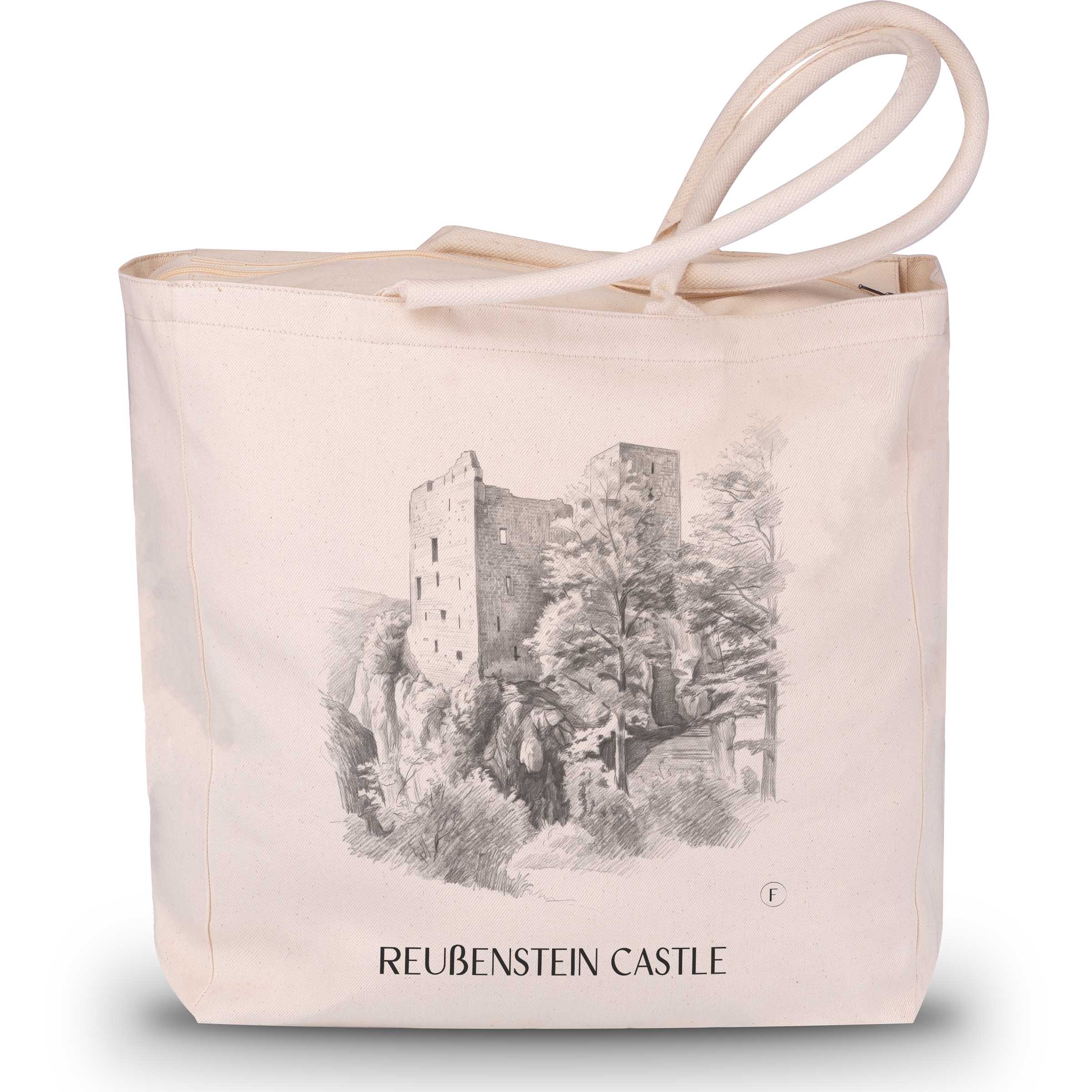 Reußenstein Castle Shopping Bag - Swabian Alb - Germany Tote Bag - Drawing Style Shopping Bag