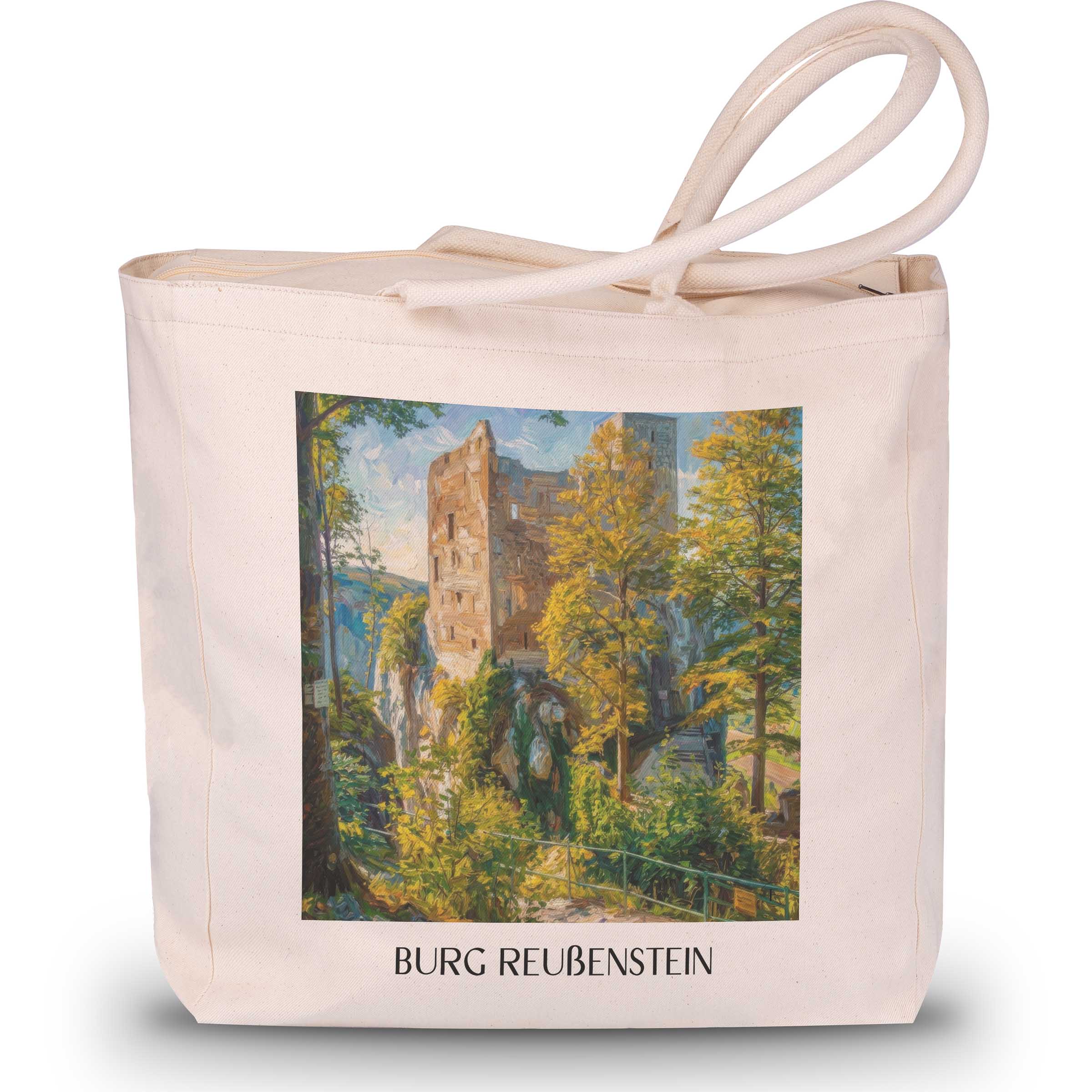 burg-reußenstein-schwäbische-alb-deutschland-einkaufstasche-oil-painting-oelgemaelde