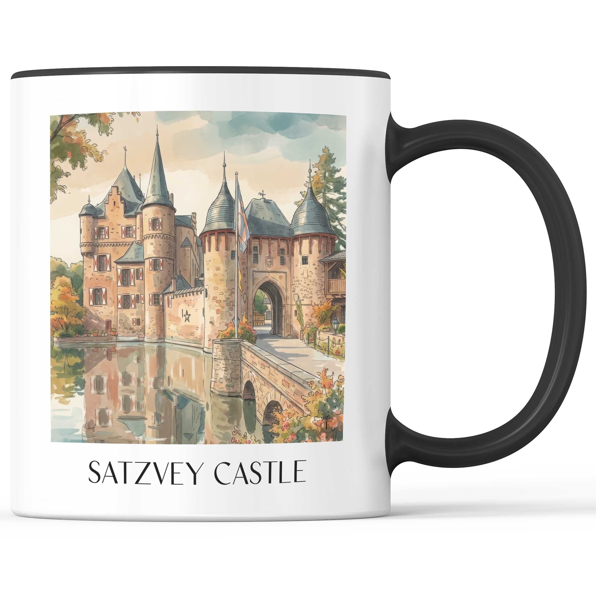 Burg Satzvey Kaffeebecher - Eifel - Deutschland Becher - Kaffeetasse im Aquarell Stil - favplace