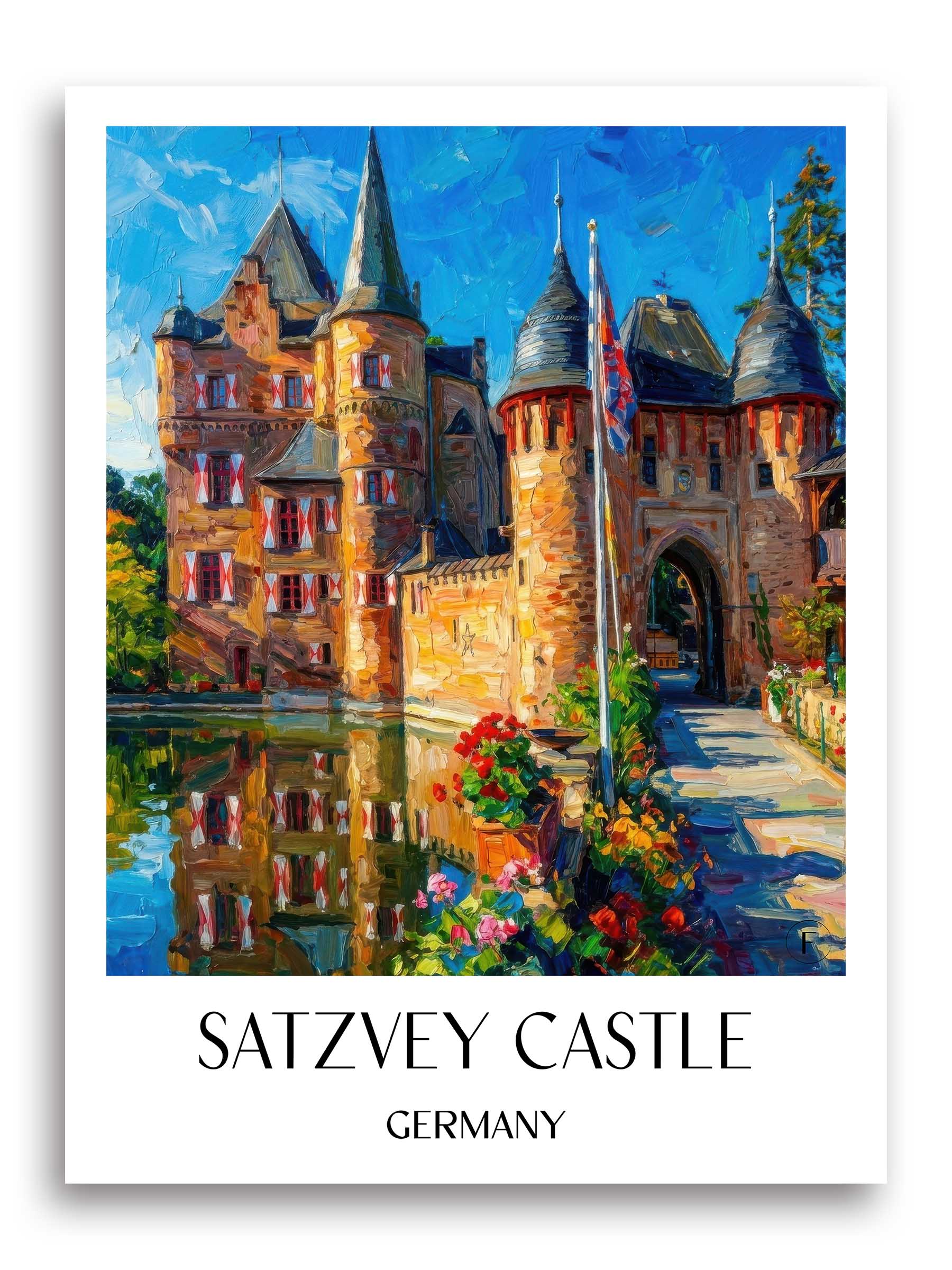Burg Satzvey Poster - Eifel - Deutschland Kunstdruck - Ölgemälde von A4 bis A1 - favplace
