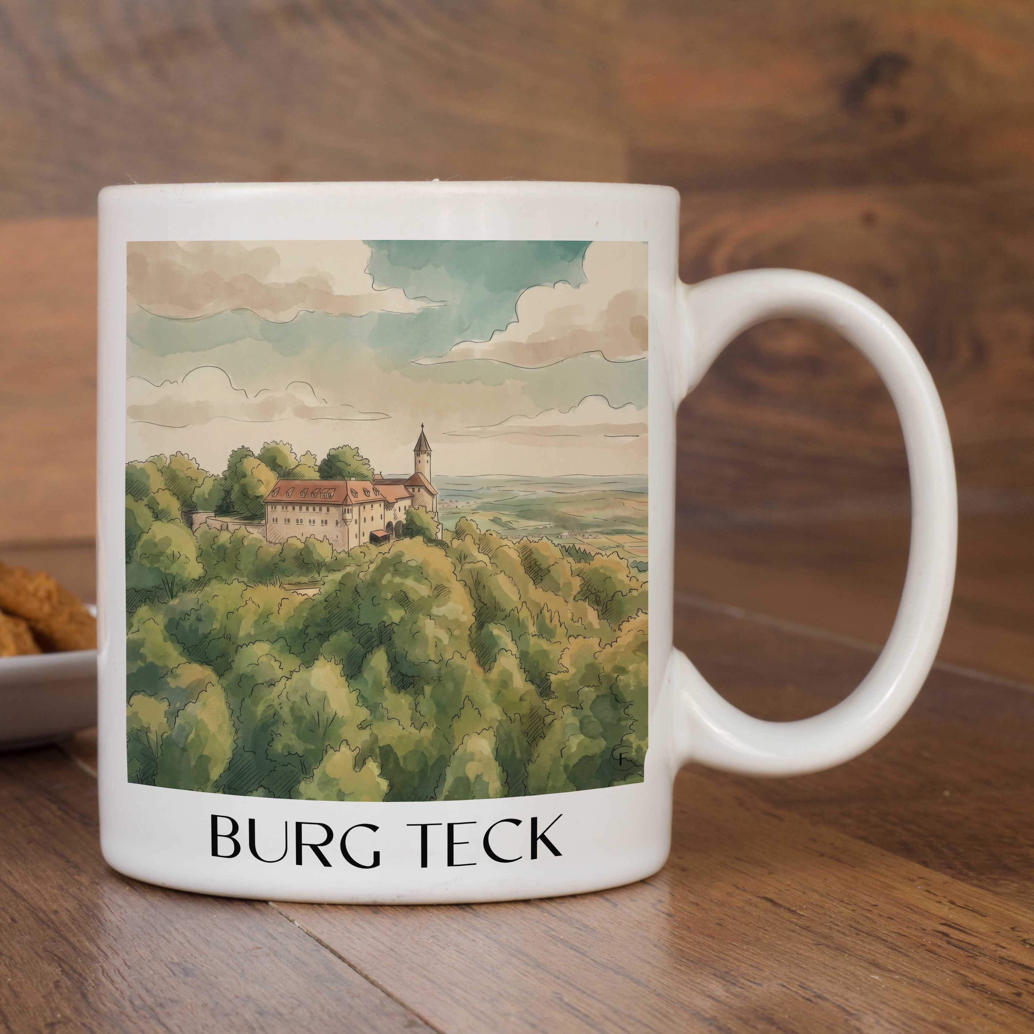 burg-teck-schwäbische-alb-deutschland-kaffeebecher-aquarell