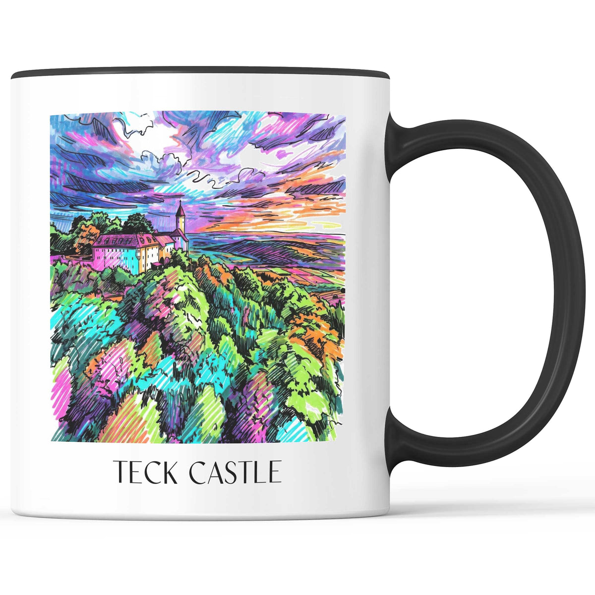 Burg Teck Kaffeebecher - Schwäbische Alb - Deutschland Becher - Kaffeetasse im Tag Graffiti Stil - favplace