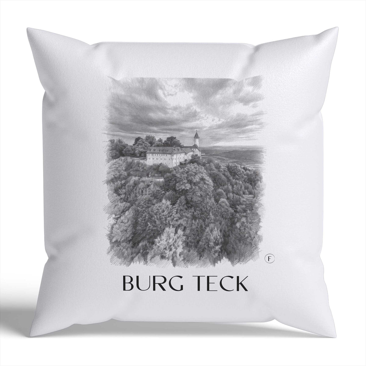 burg-teck-schwäbische-alb-deutschland-kissenbezug-bleistift-zeichnung-drawing
