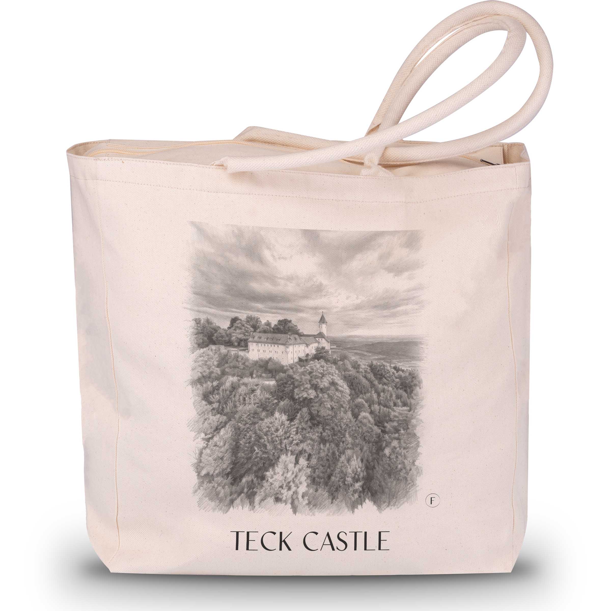 Burg Teck Shopping Tasche - Schwäbische Alb - Deutschland Tote Bag - Einkaufstasche im Zeichnung Stil