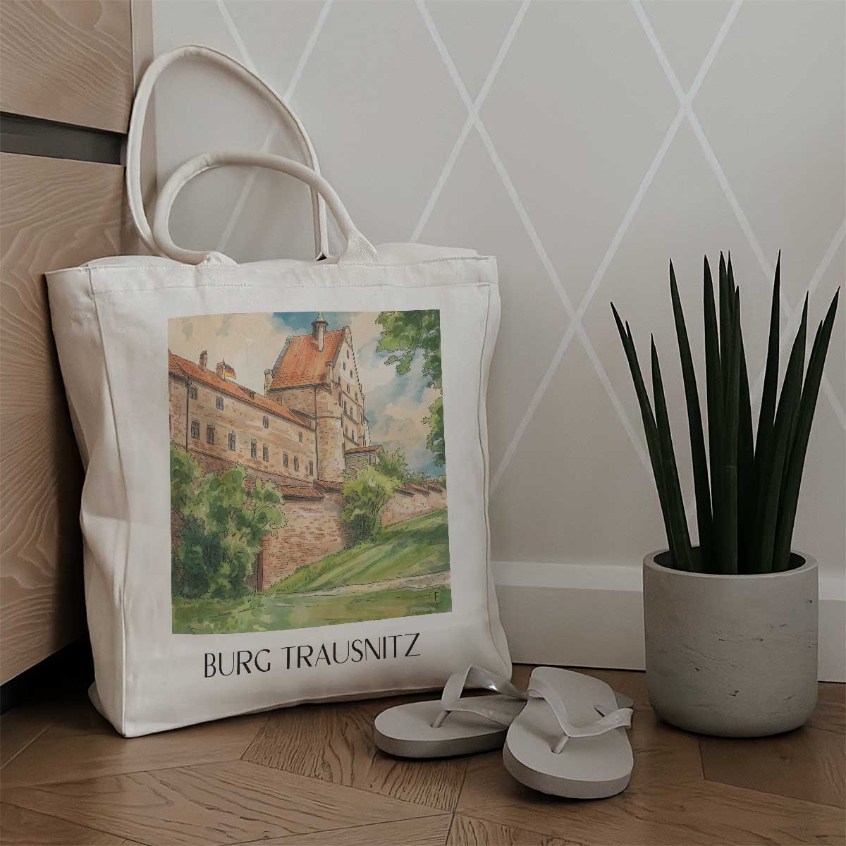 burg-trausnitz-landshut-deutschland-einkaufstasche-aquarell