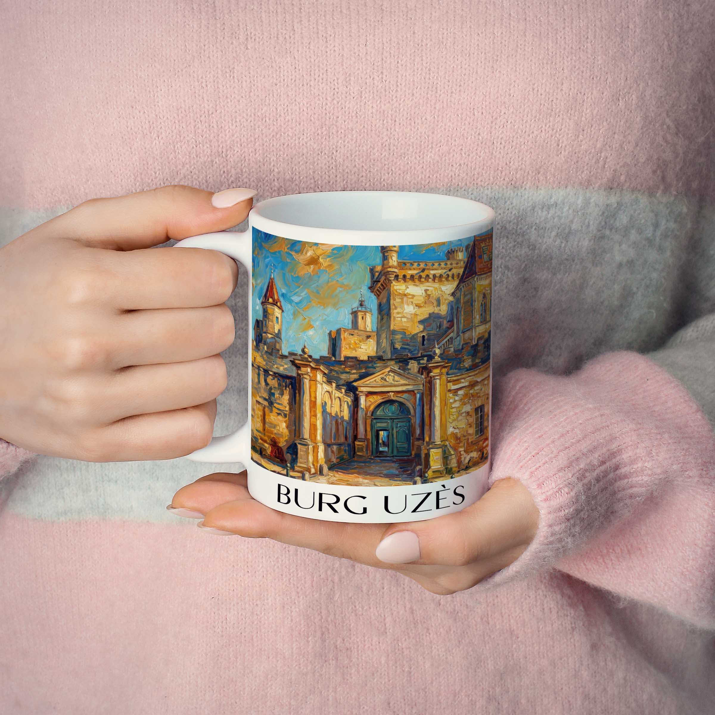burg-uzès-okzitanien--frankreich-kaffeebecher-oil-painting-oelgemaelde