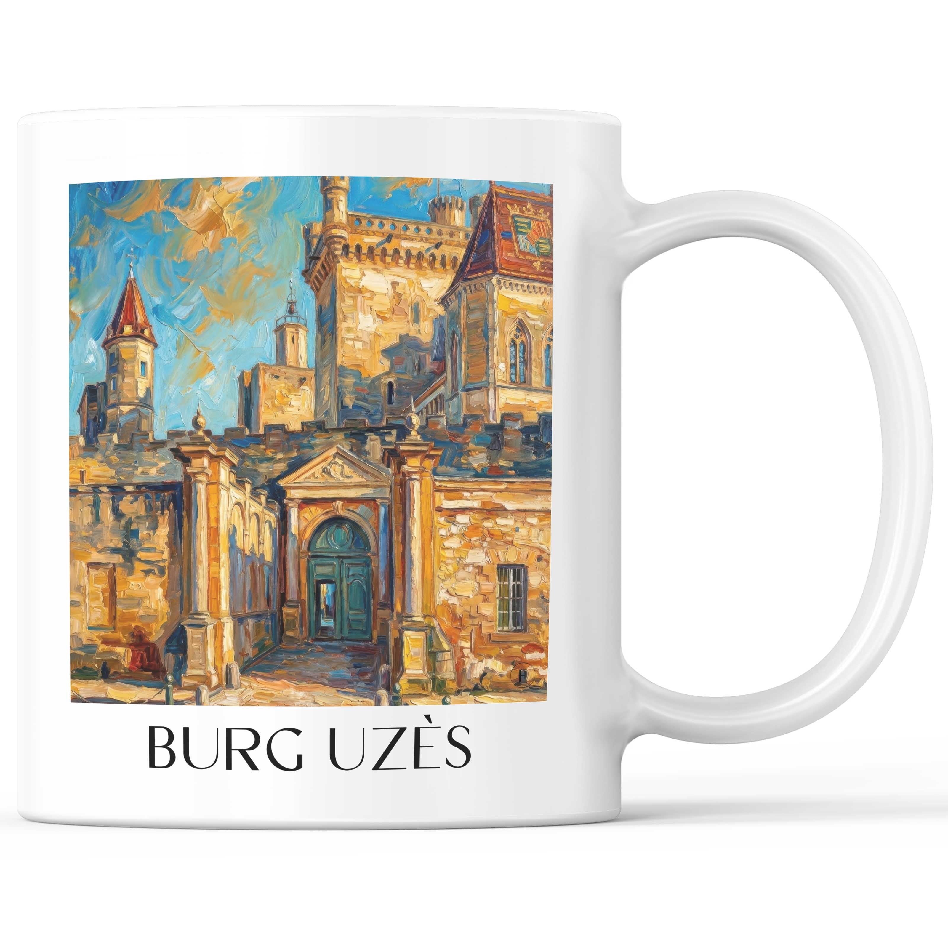 burg-uzès-okzitanien--frankreich-kaffeebecher-oil-painting-oelgemaelde