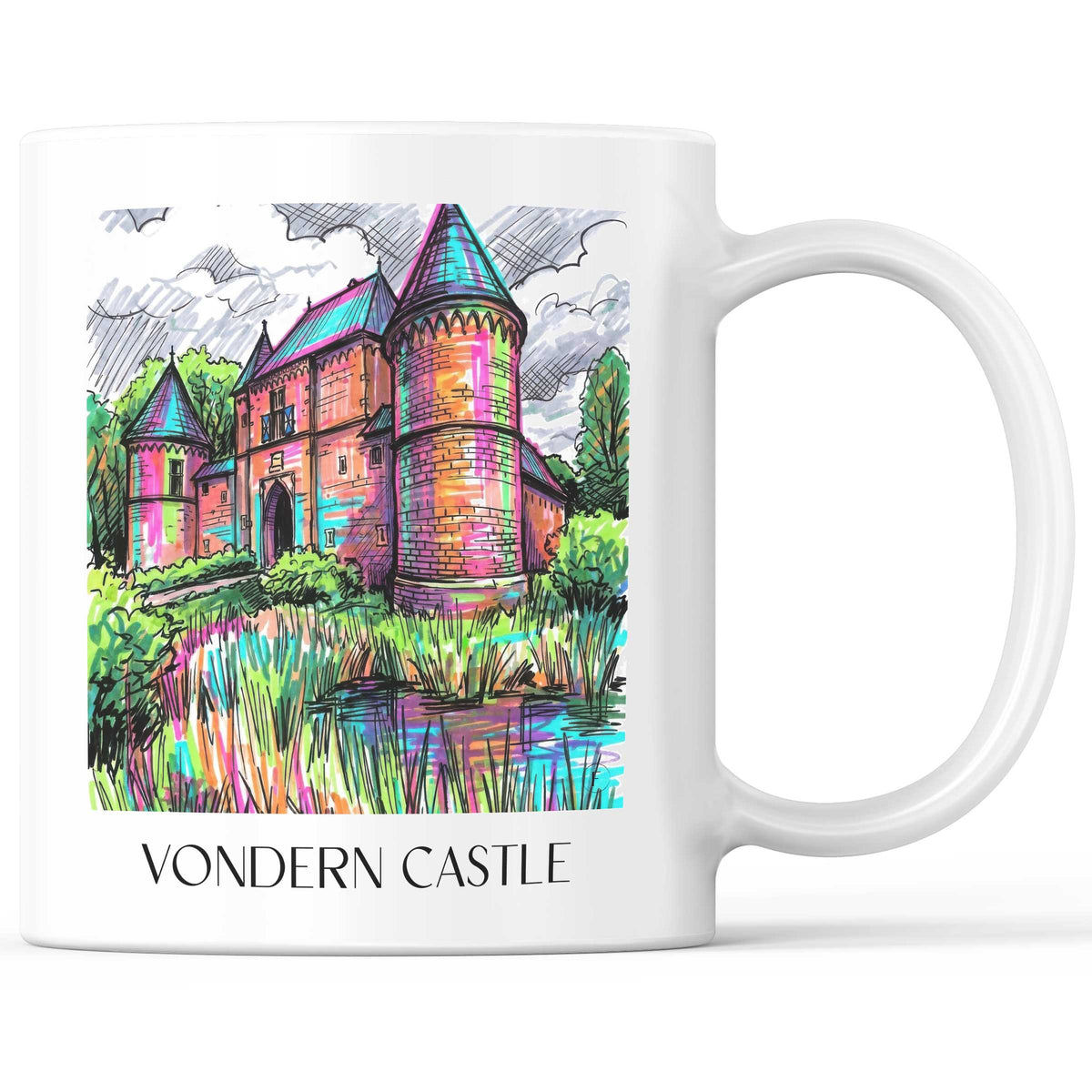 Burg Vondern Kaffeebecher - Oberhausen - Deutschland Becher - Kaffeetasse im Tag Graffiti Stil - favplace