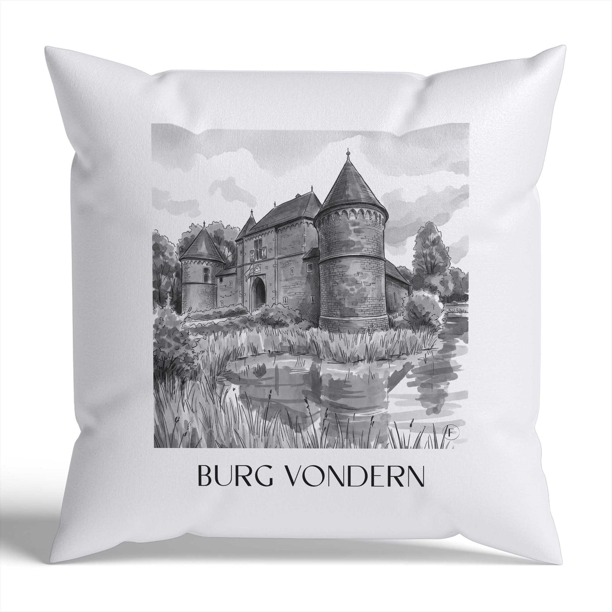burg-vondern-oberhausen-deutschland-kissenbezug-aquarell-schwarz-weiss