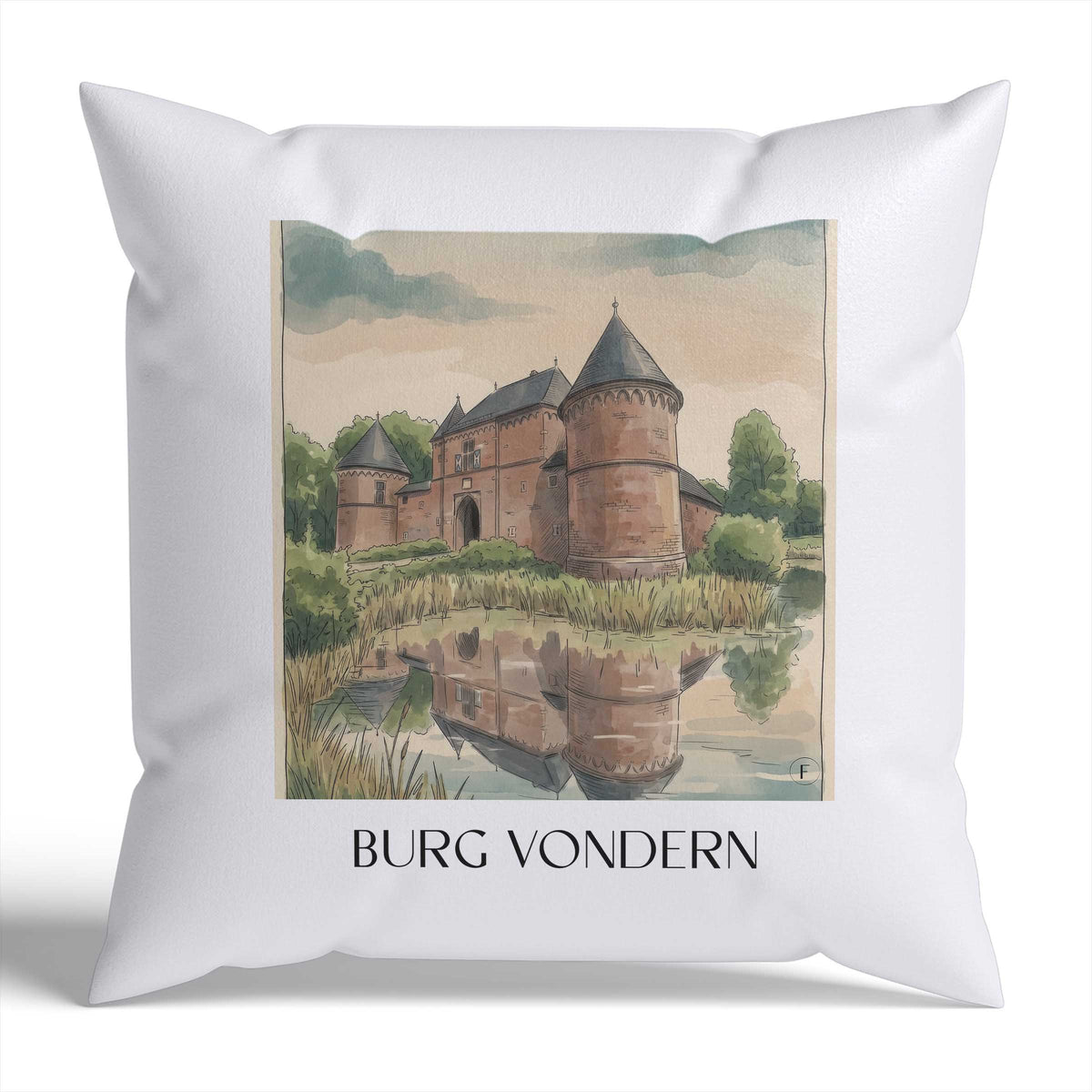 burg-vondern-oberhausen-deutschland-kissenbezug-aquarell