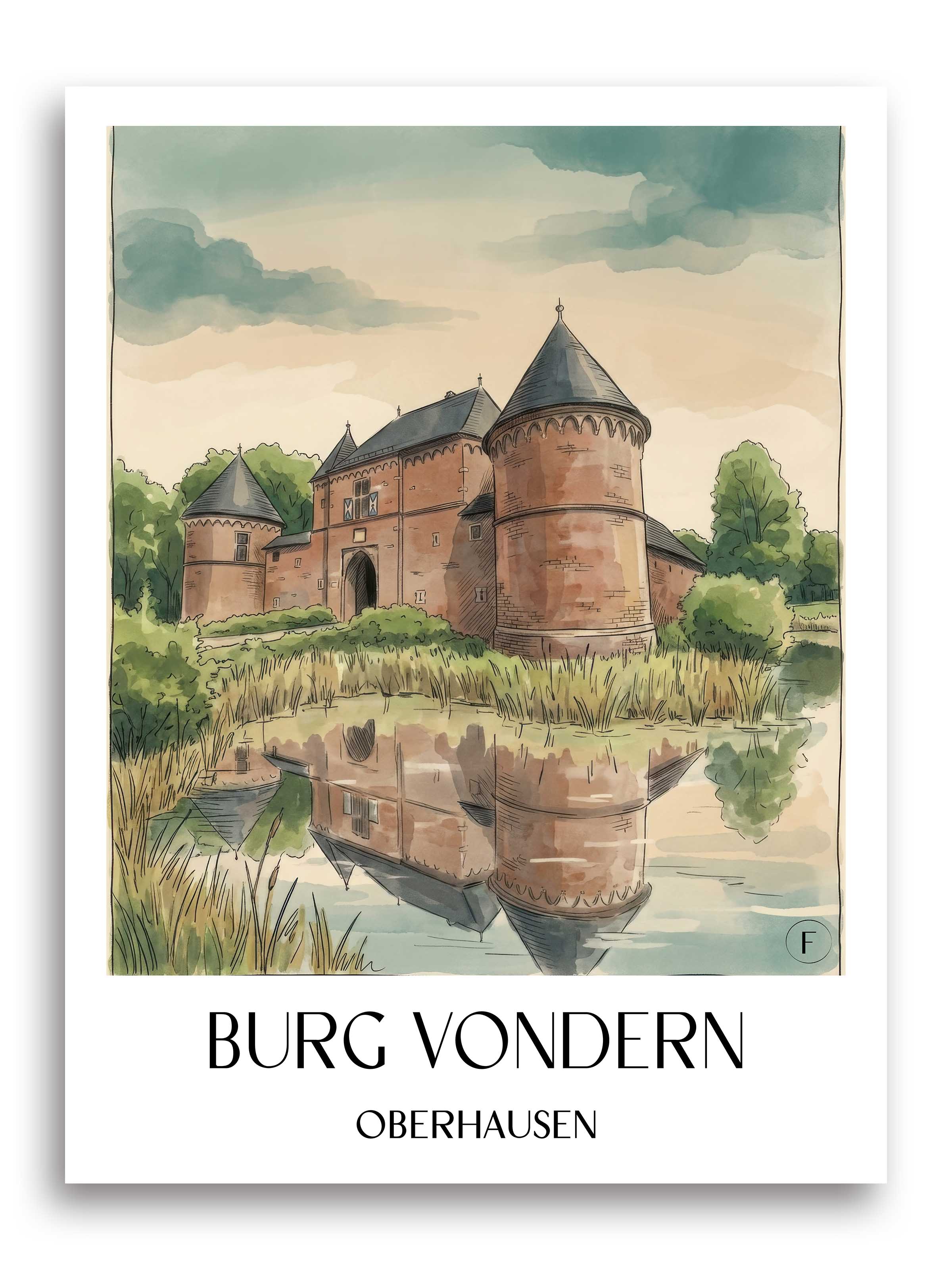 burg-vondern-oberhausen-deutschland-poster-aquarell