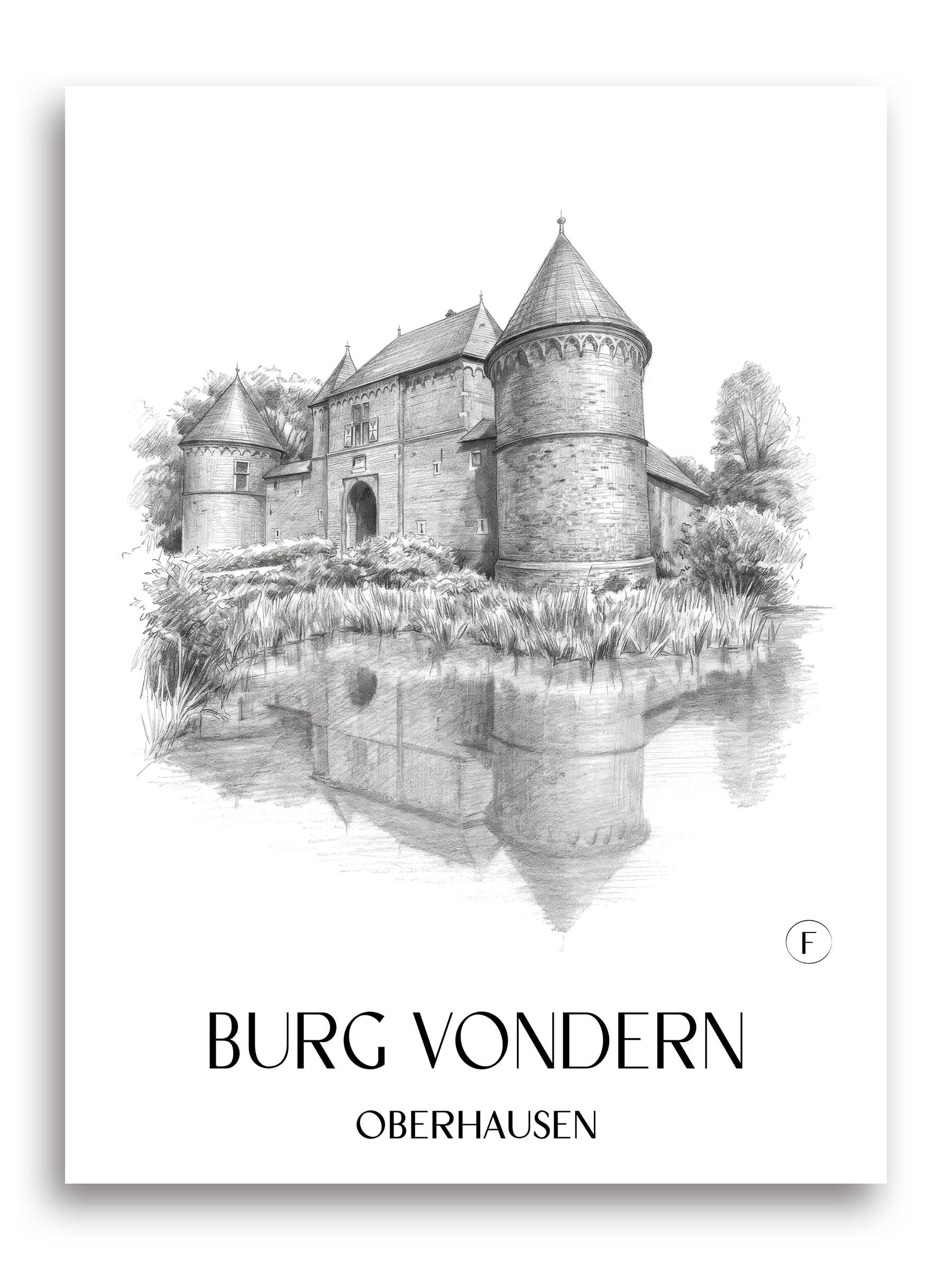 burg-vondern-oberhausen-deutschland-poster-bleistift-zeichnung-drawing