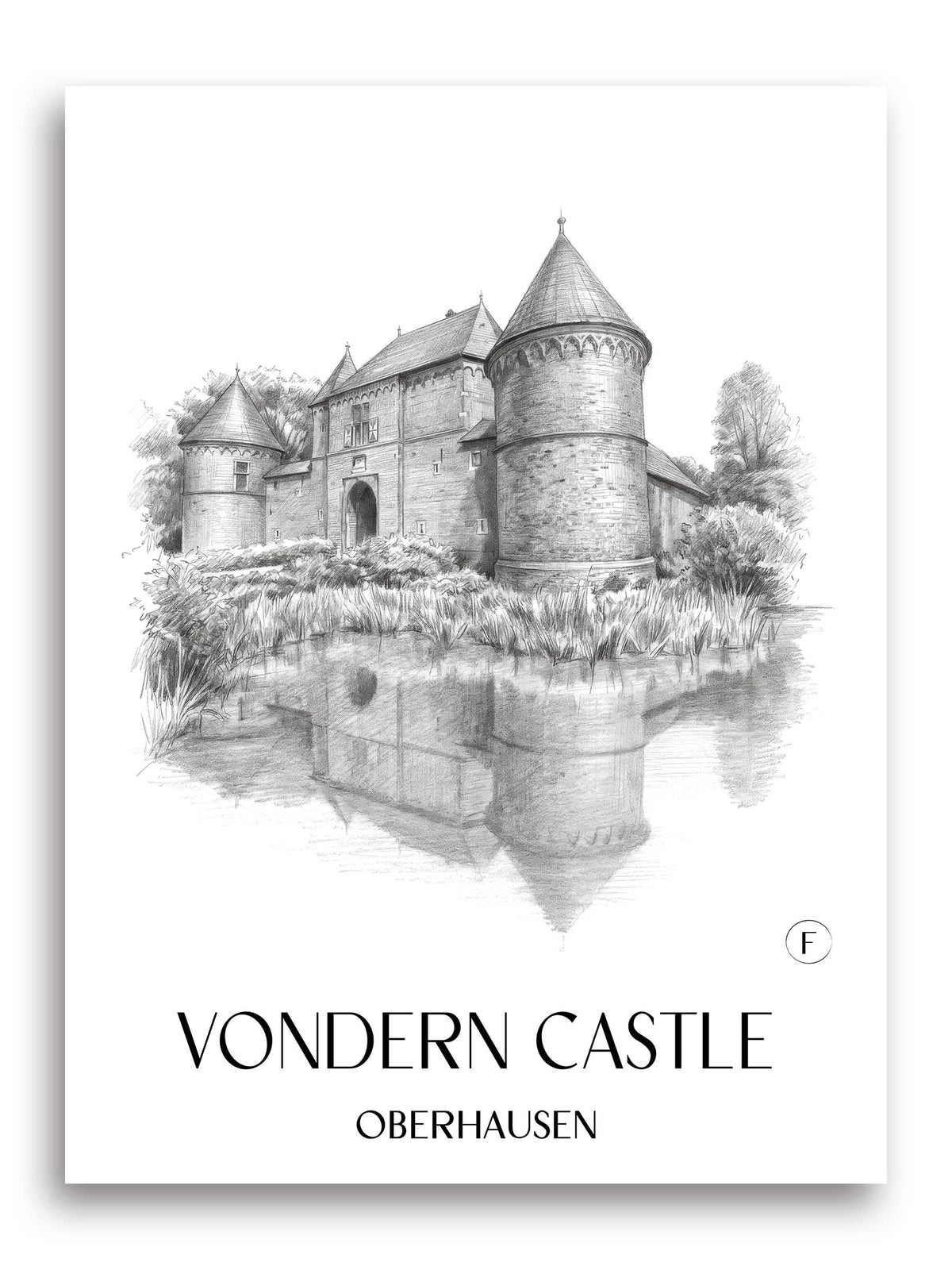 Burg Vondern Poster - Oberhausen - Deutschland Kunstdruck - Zeichnung von A4 bis A1 - favplace