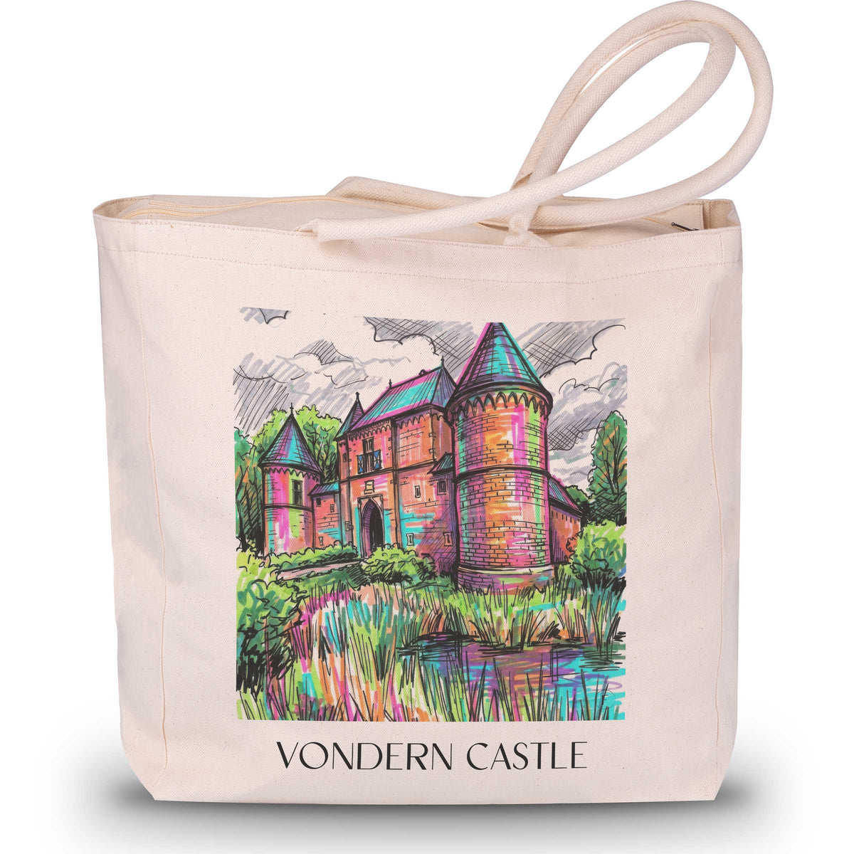 Burg Vondern Shopping Tasche - Oberhausen - Deutschland Tote Bag - Einkaufstasche im Tag Graffiti Stil - favplace