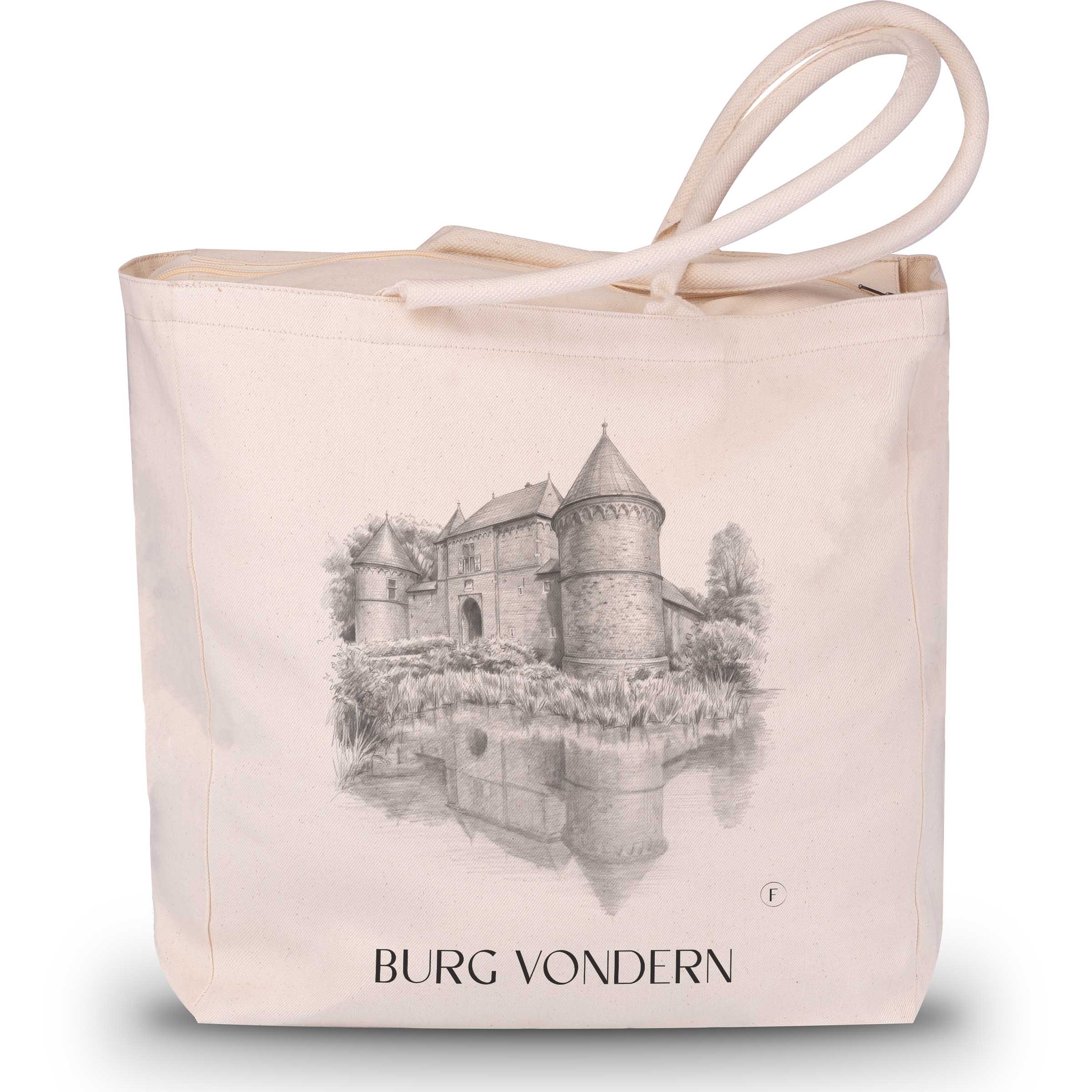 burg-vondern-oberhausen-deutschland-einkaufstasche-bleistift-zeichnung-drawing