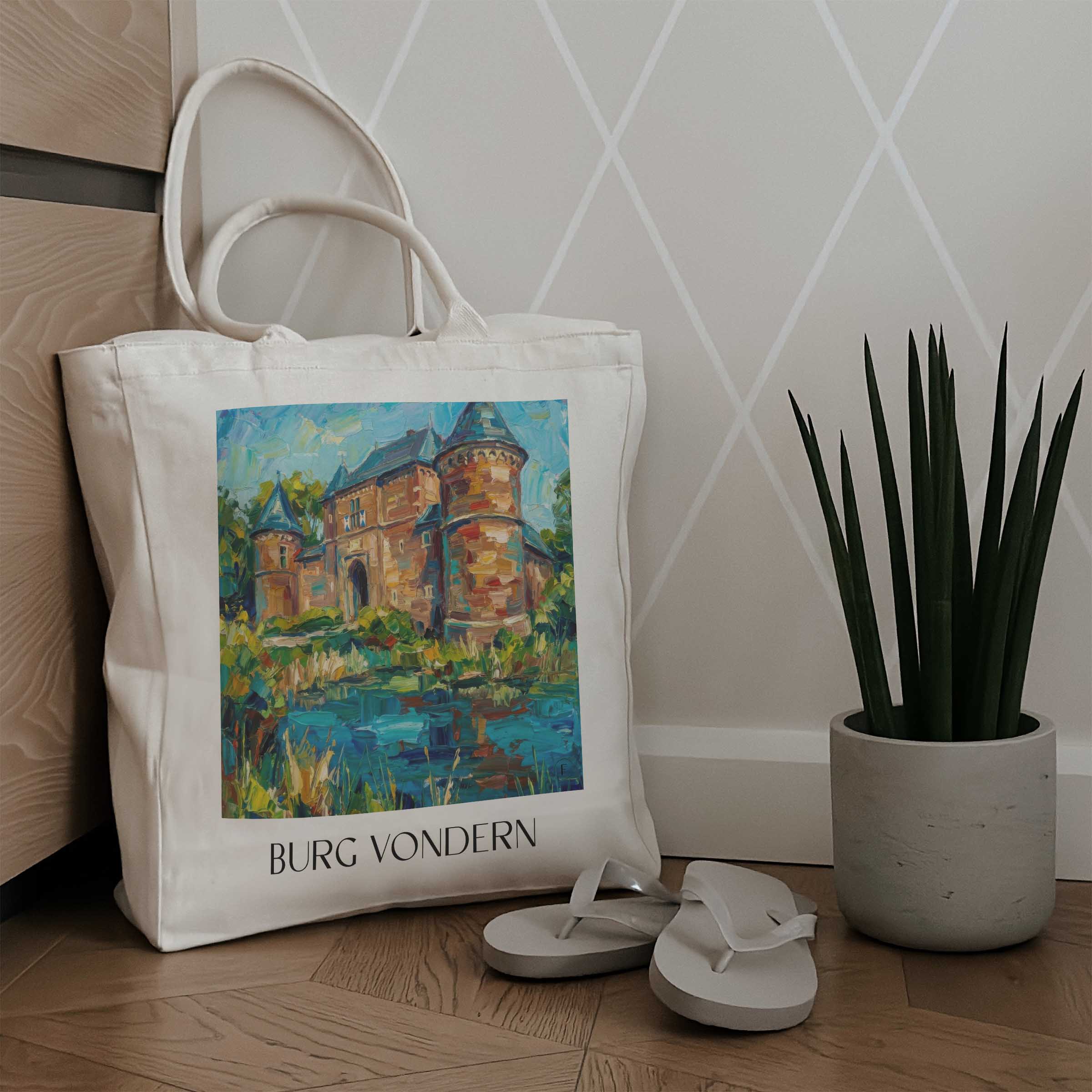 burg-vondern-oberhausen-deutschland-einkaufstasche-oil-painting-oelgemaelde