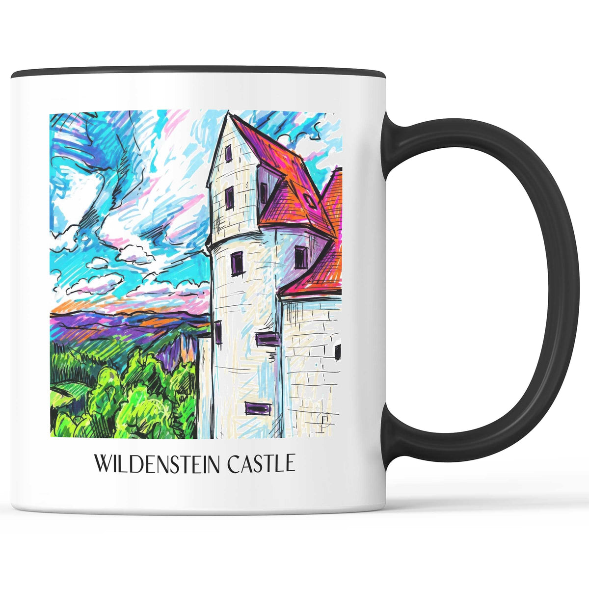 Burg Wildenstein Kaffeebecher - Schwäbische Alb - Deutschland Becher - Kaffeetasse im Tag Graffiti Stil - favplace