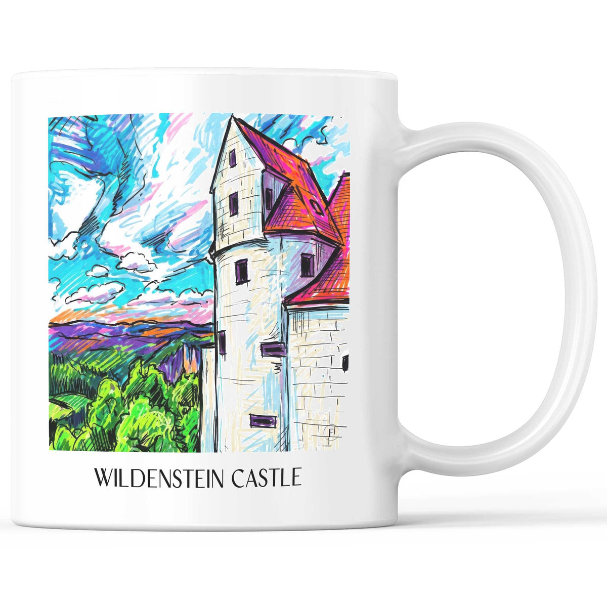 Burg Wildenstein Kaffeebecher - Schwäbische Alb - Deutschland Becher - Kaffeetasse im Tag Graffiti Stil - favplace