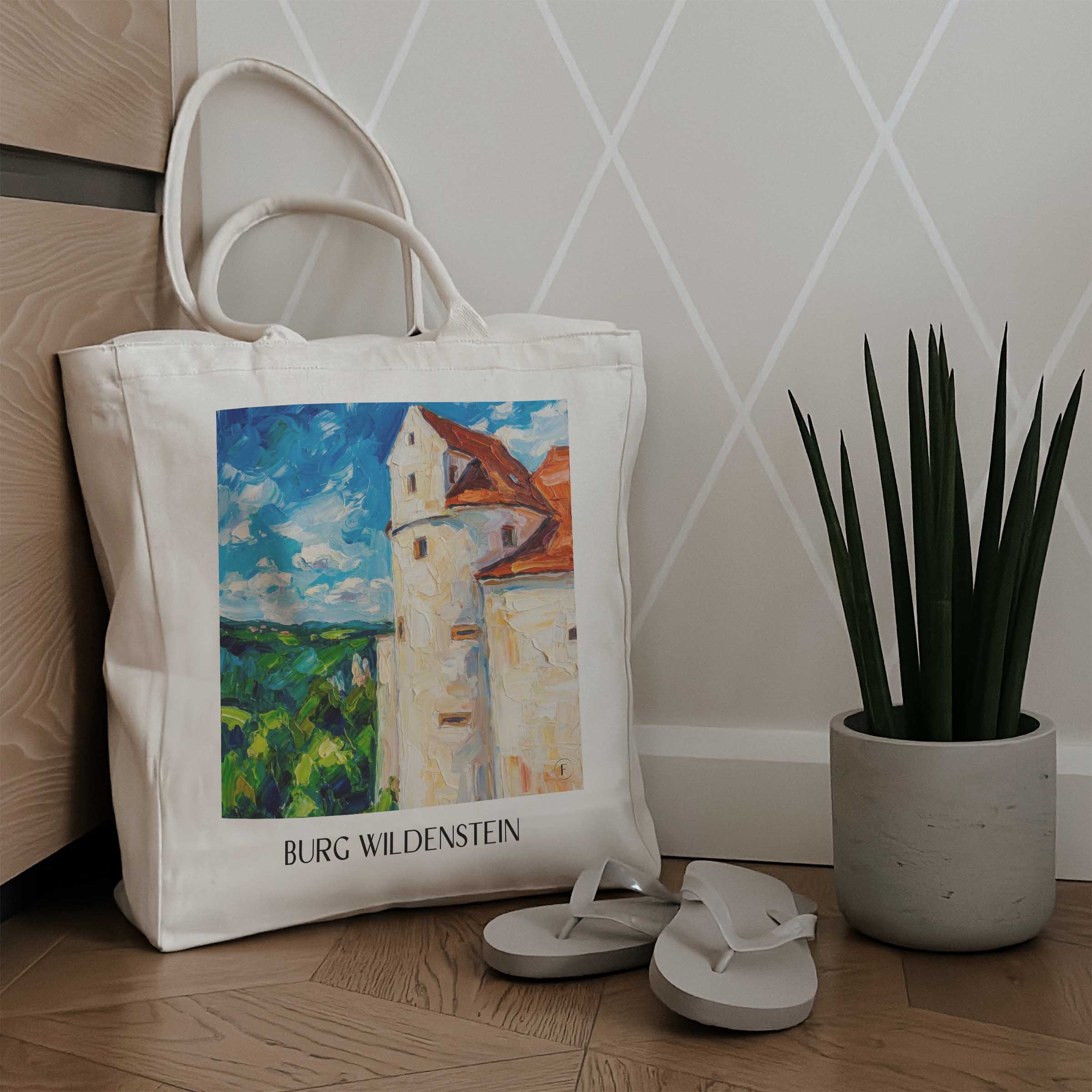 burg-wildenstein-schwäbische-alb-deutschland-einkaufstasche-oil-painting-oelgemaelde