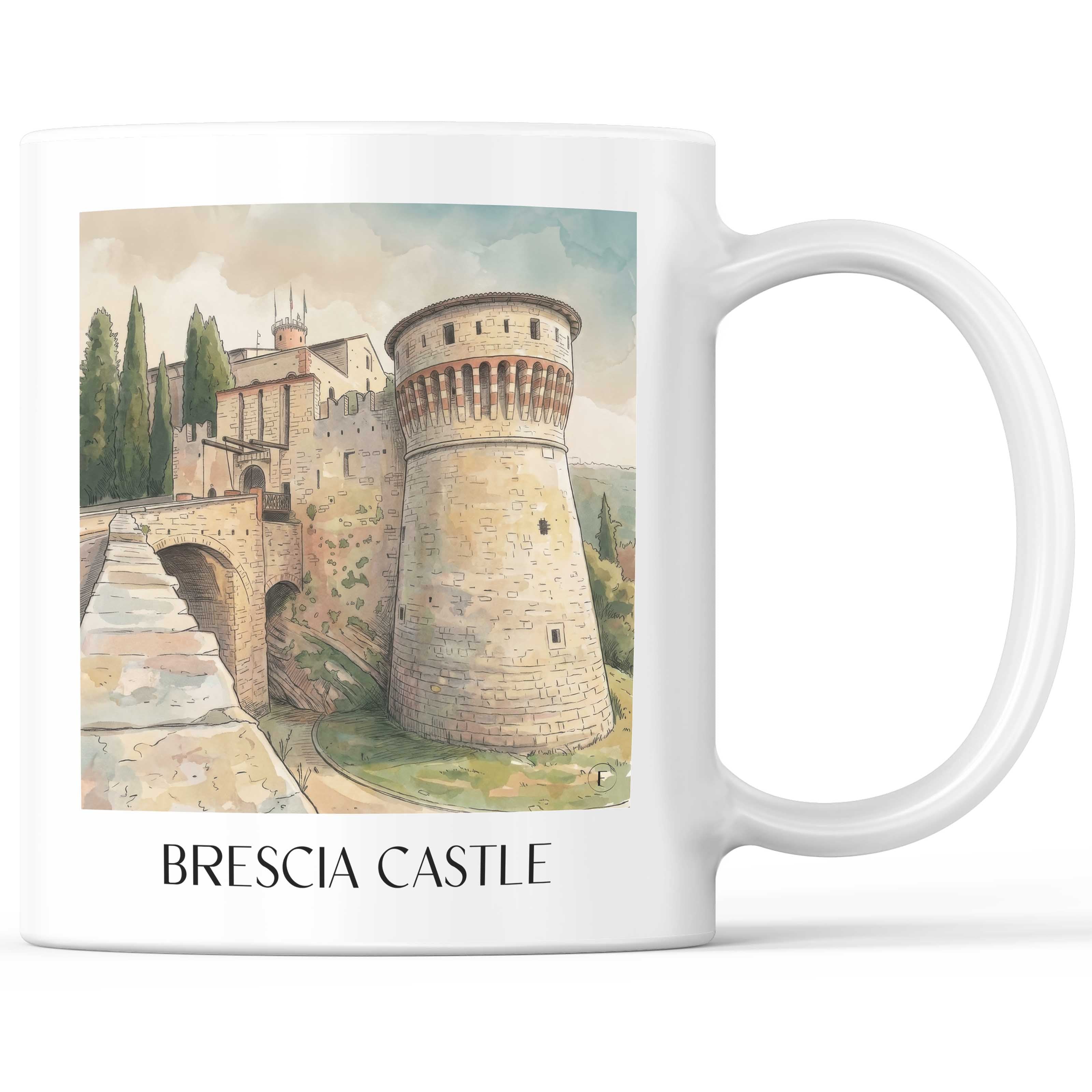 Burg von Brescia Kaffeebecher - Lombardei - Italien Becher - Kaffeetasse im Aquarell Stil - favplace