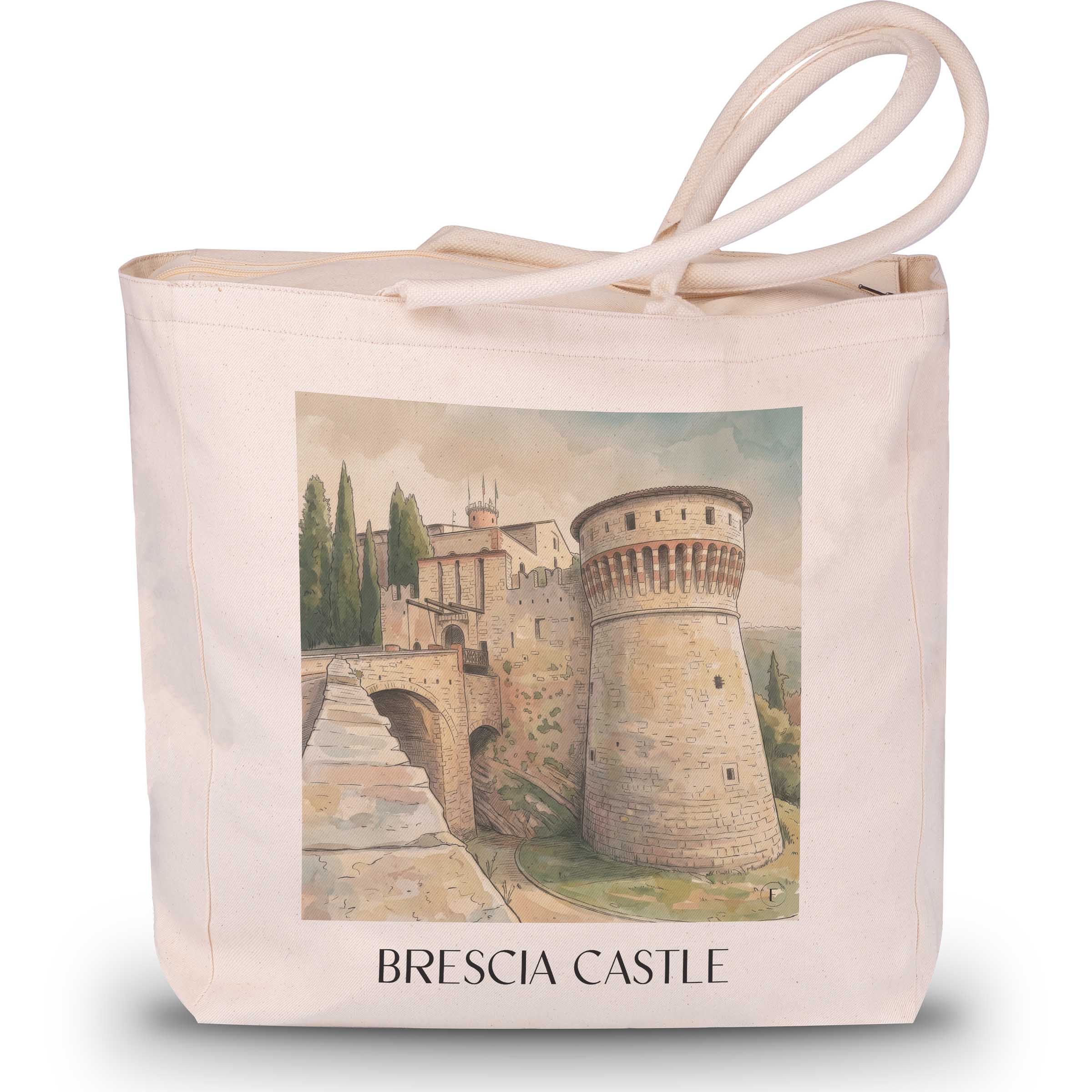 Burg von Brescia Shopping Tasche - Lombardei - Italien Tote Bag - Einkaufstasche im Aquarell Stil - favplace