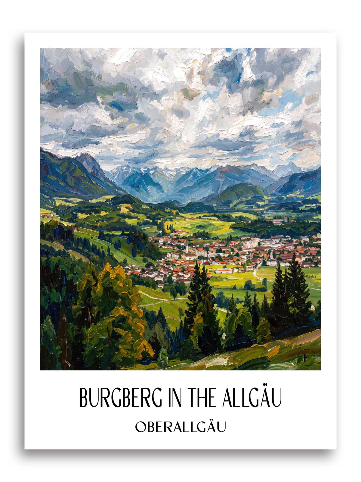 Burgberg im Allgäu Poster - Oberallgäu - Deutschland Kunstdruck - Ölgemälde von A4 bis A1 - favplace