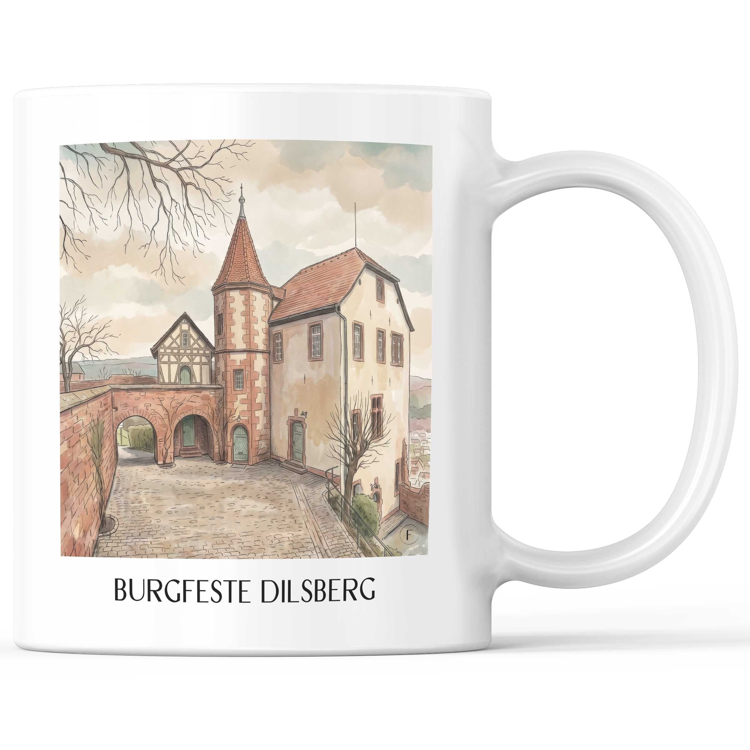 burgfeste-dilsberg-neckargmünd-deutschland-kaffeebecher-aquarell