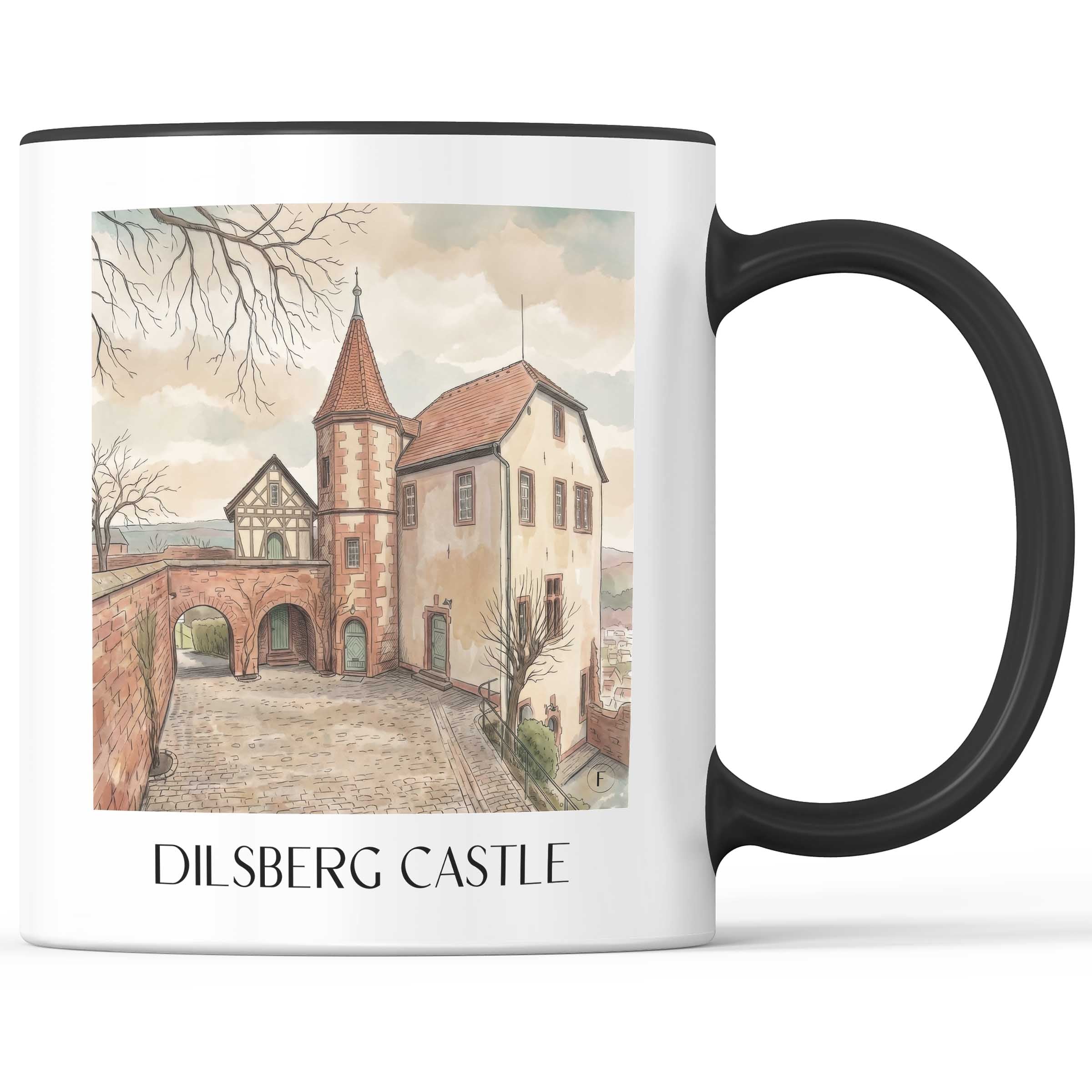 Burgfeste Dilsberg Kaffeebecher - Neckargmünd - Deutschland Becher - Kaffeetasse im Aquarell Stil - favplace