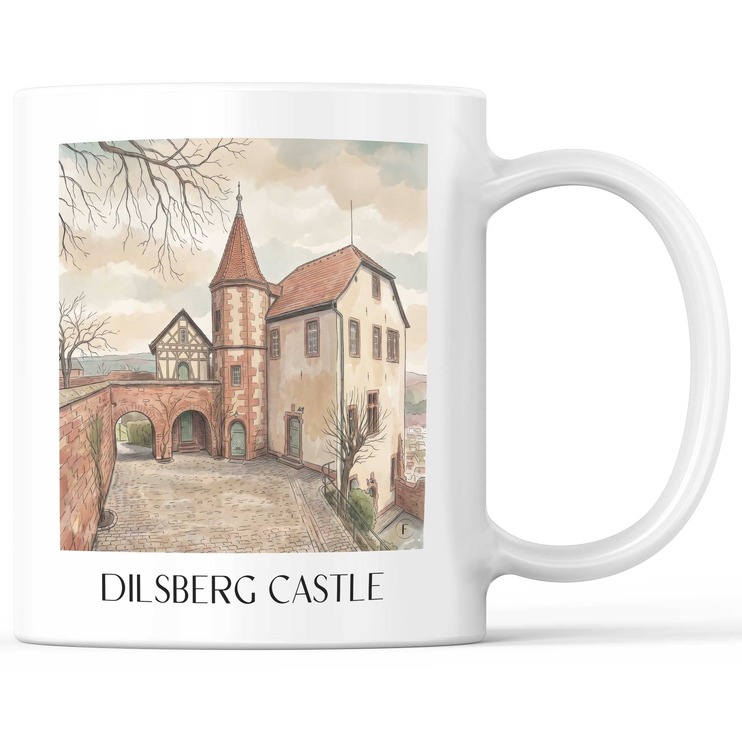 Burgfeste Dilsberg Kaffeebecher - Neckargmünd - Deutschland Becher - Kaffeetasse im Aquarell Stil - favplace