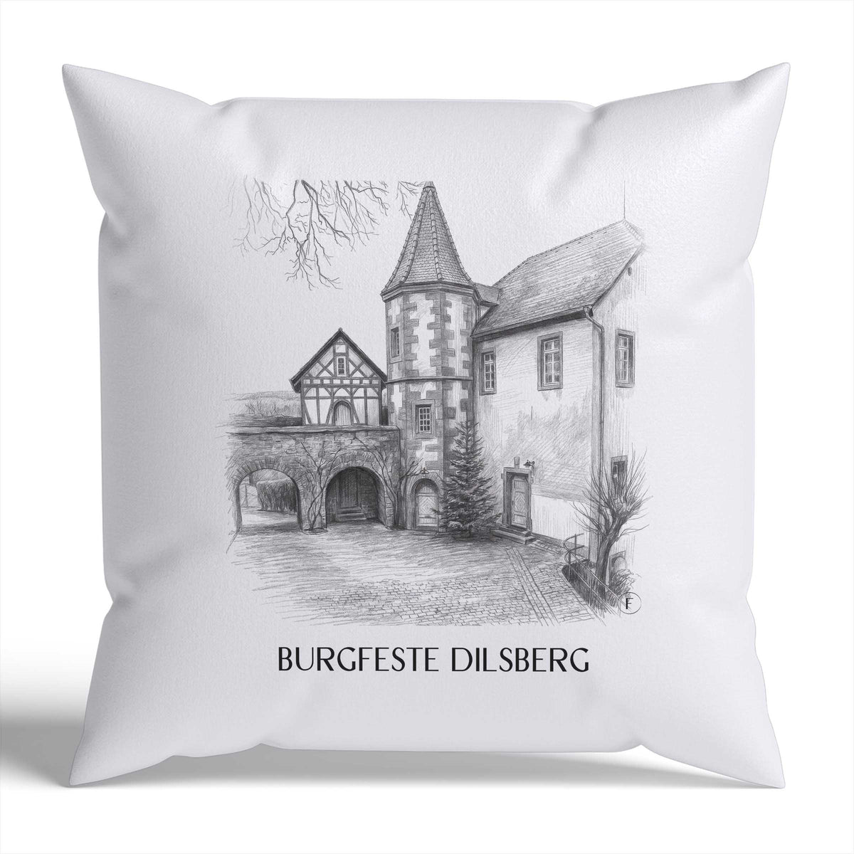 burgfeste-dilsberg-neckargmünd-deutschland-kissenbezug-bleistift-zeichnung-drawing