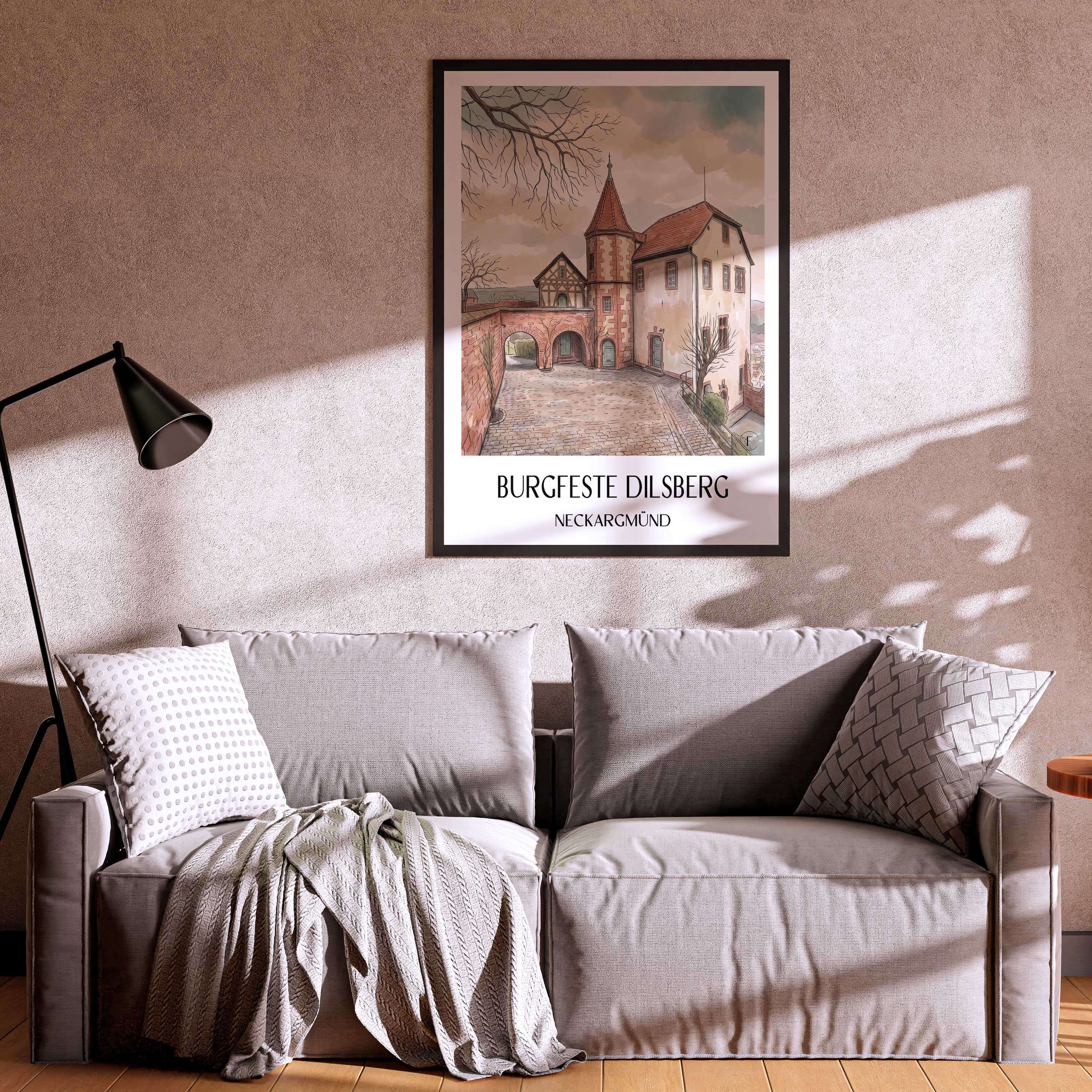 burgfeste-dilsberg-neckargmünd-deutschland-poster-aquarell