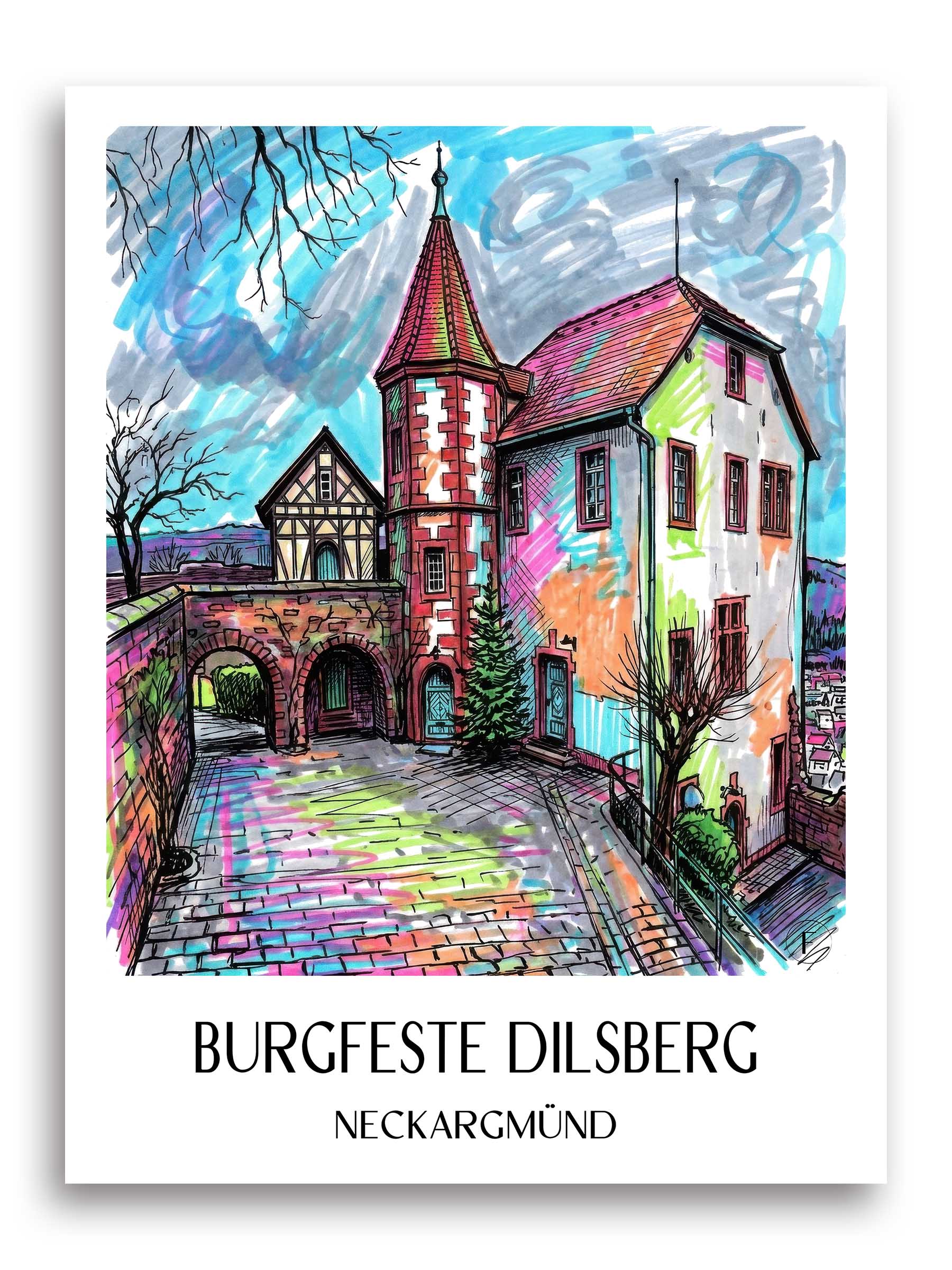burgfeste-dilsberg-neckargmünd-deutschland-poster-graffiti