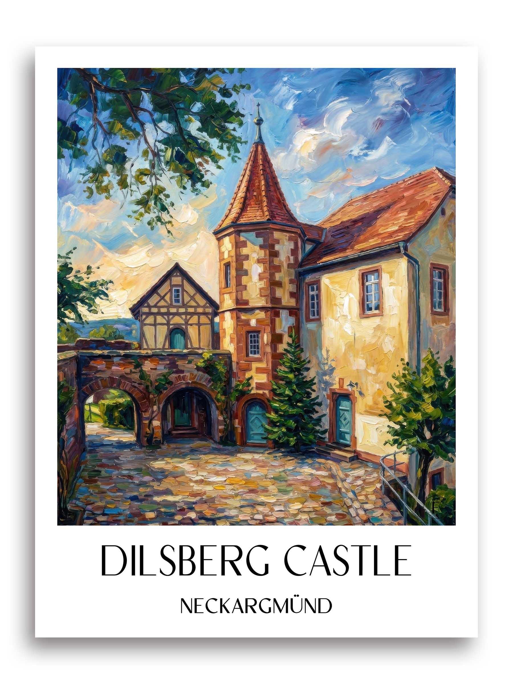 Burgfeste Dilsberg Poster - Neckargmünd - Deutschland Kunstdruck - Ölgemälde von A4 bis A1 - favplace