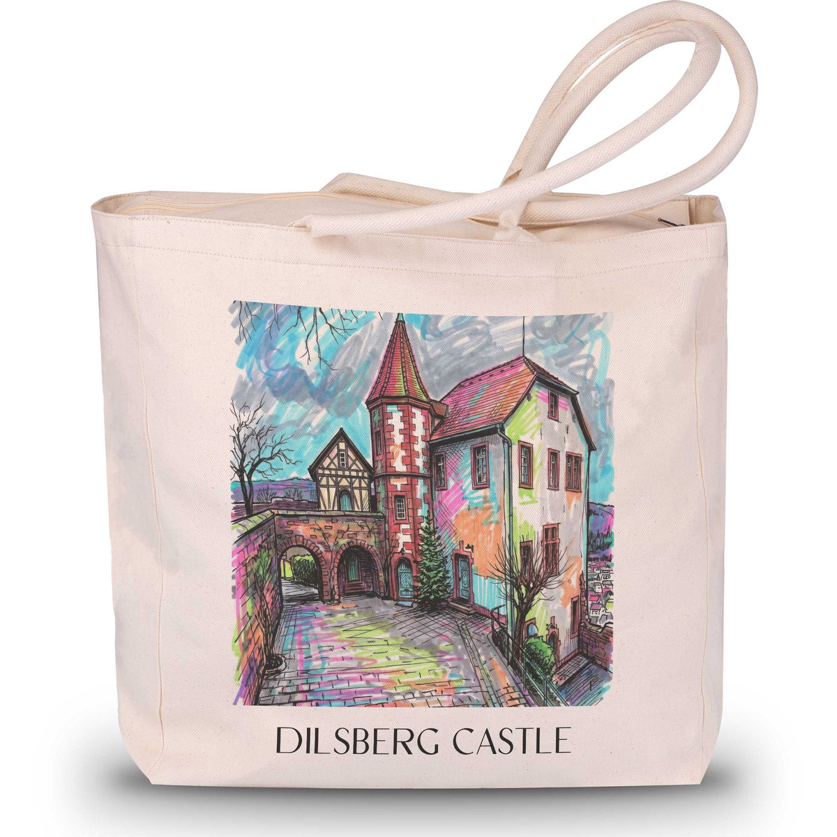 Burgfeste Dilsberg Shopping Tasche - Neckargmünd - Deutschland Tote Bag - Einkaufstasche im Tag Graffiti Stil - favplace