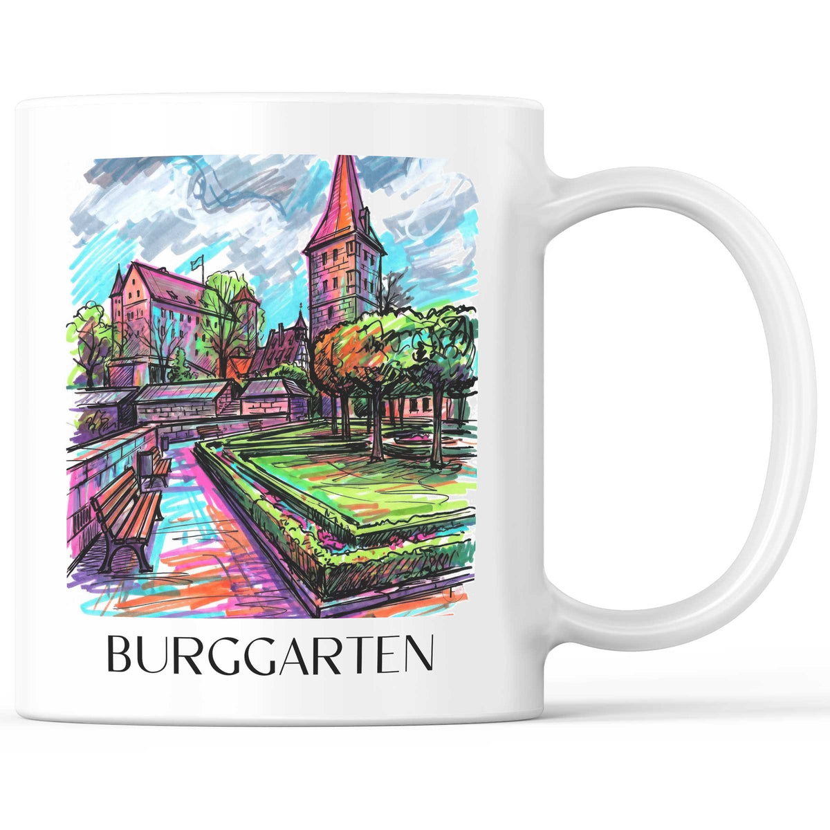 Burggarten Kaffeebecher - Nürnberg - Deutschland Becher - Kaffeetasse im Tag Graffiti Stil - favplace