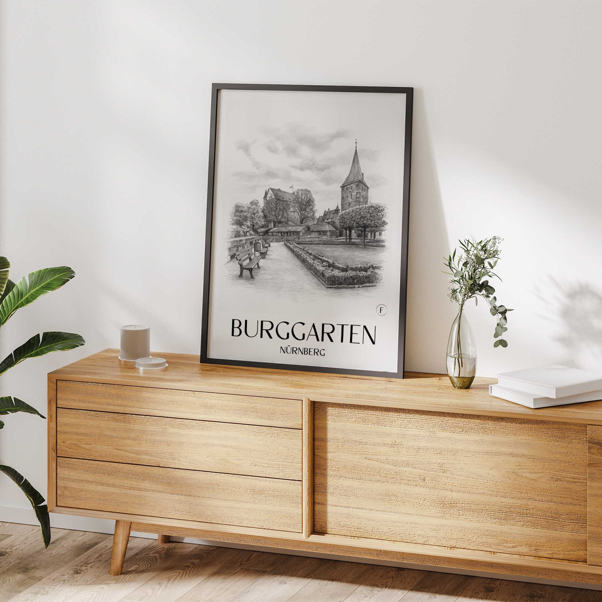 burggarten-nürnberg-deutschland-poster-bleistift-zeichnung-drawing