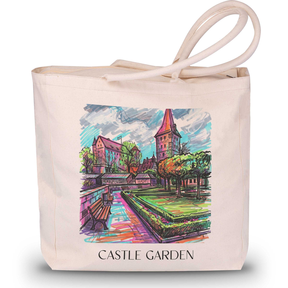 Burggarten Shopping Tasche - Nürnberg - Deutschland Tote Bag - Einkaufstasche im Tag Graffiti Stil - favplace